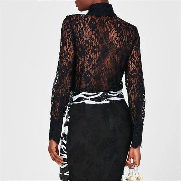 Dolce & Gabbana o1g2r1mq1024 Lace Shirt in Black Size XS / US 0-2 / IT 36-38 - 4 Thumbnail