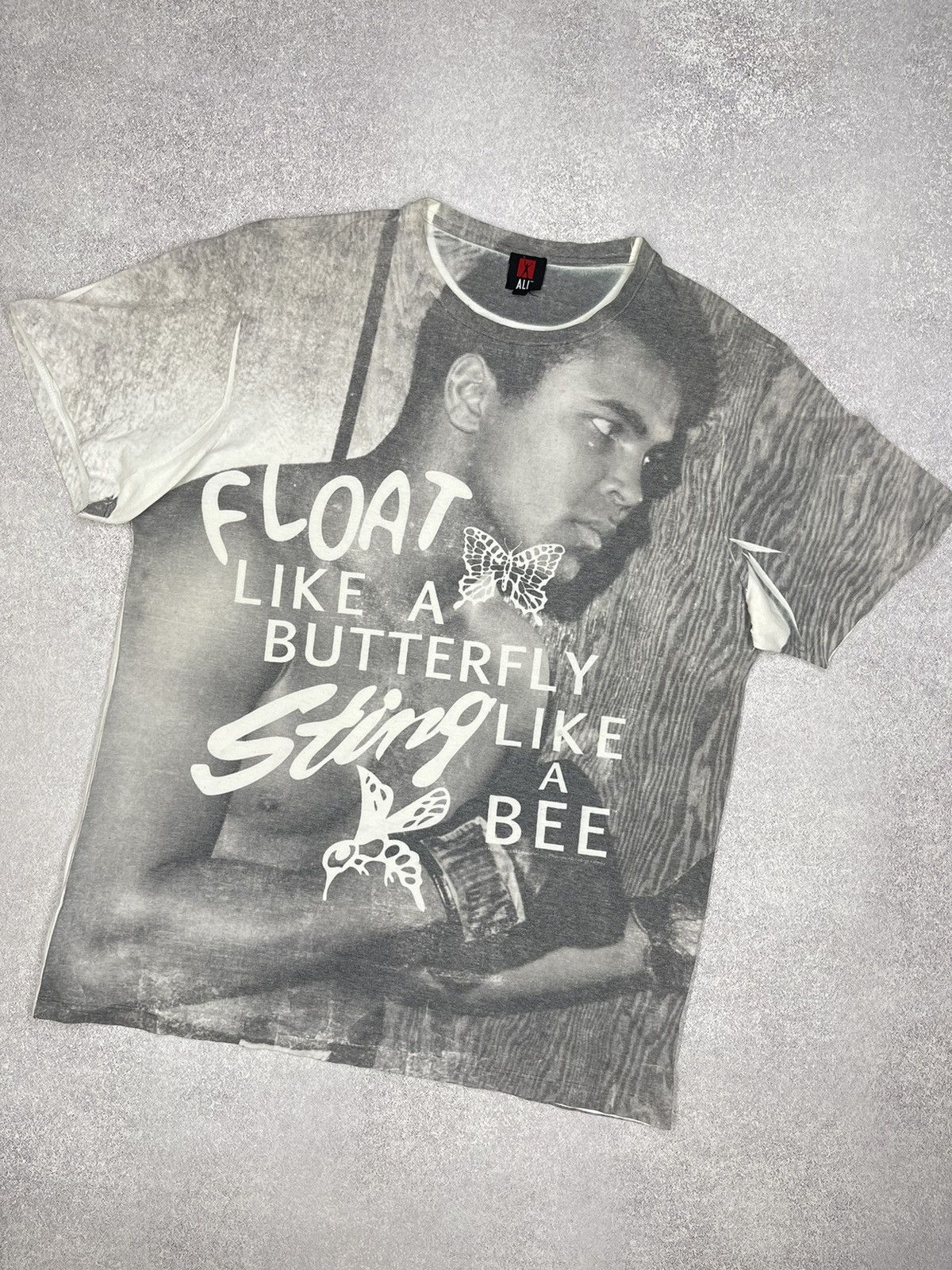 Vintage Muhammed Ali Full Print T Shirt Grey Boxing Legend