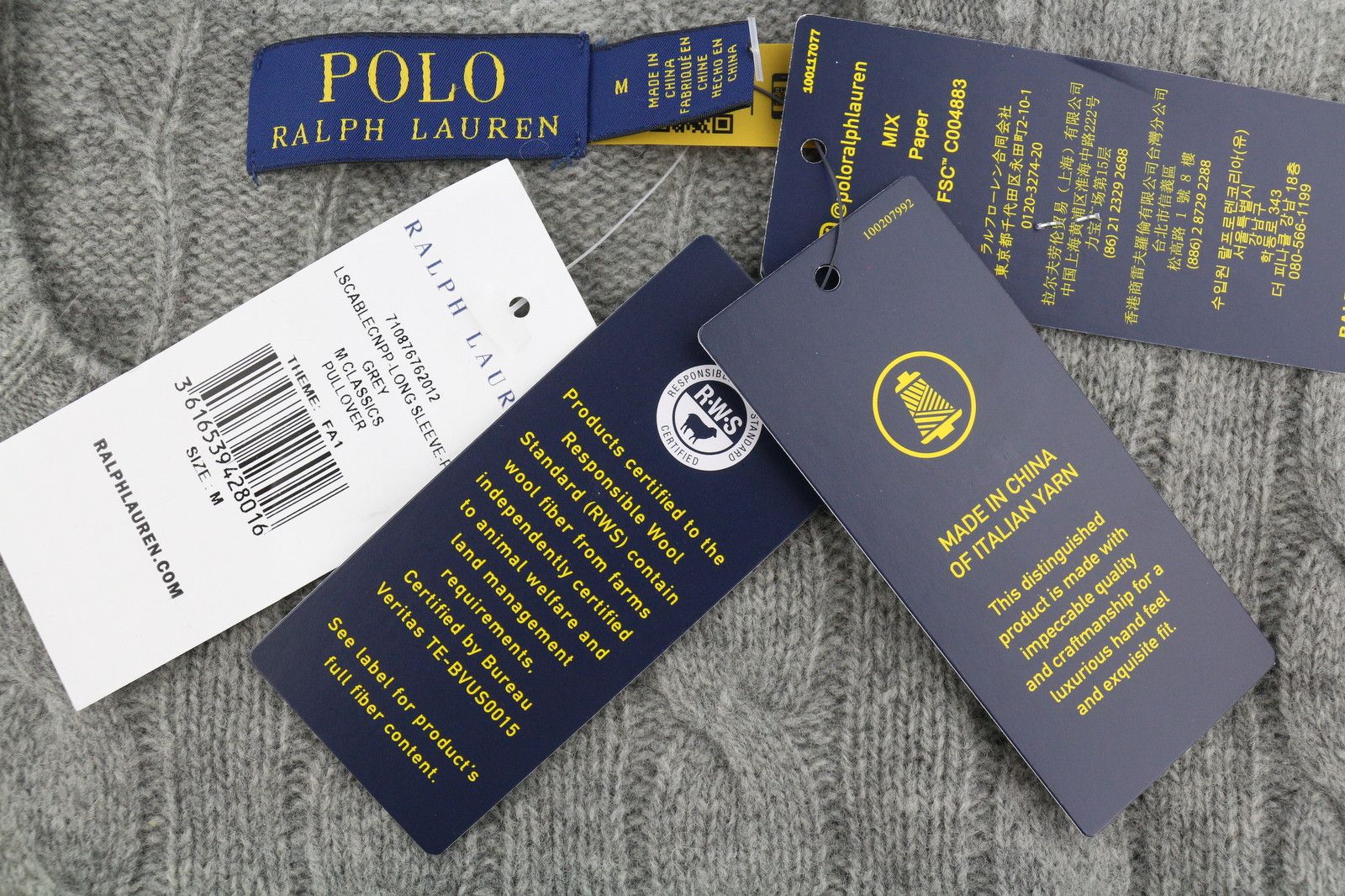Ralph Lauren GREY M Wool Cashmere Pullover Jumper 86952 Size US M / EU 48-50 / 2 - 7 Thumbnail