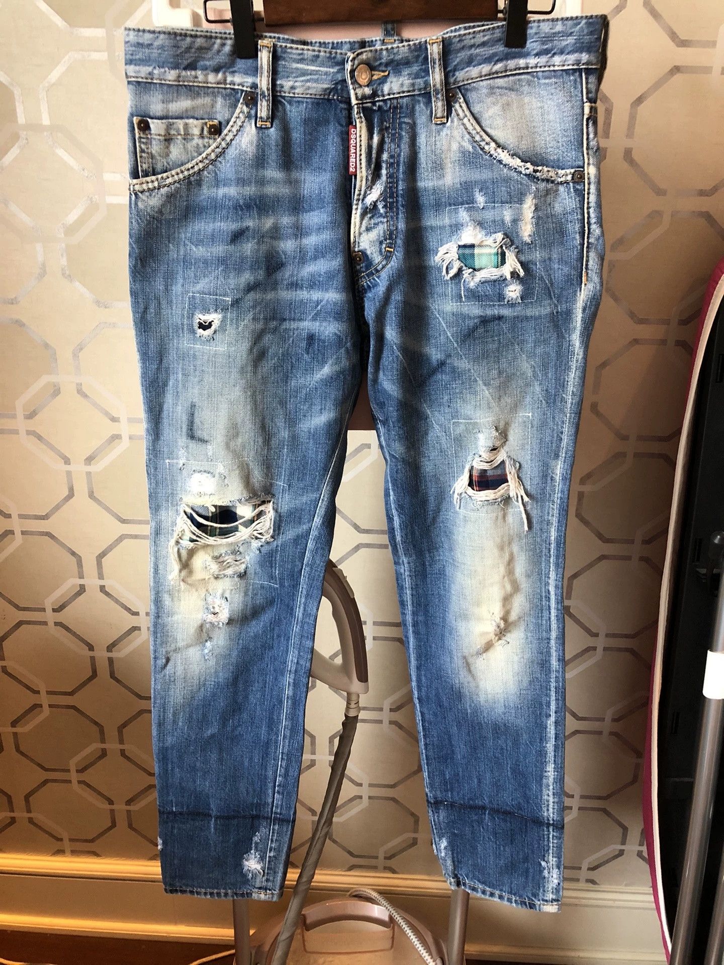 Dsquared2 Dsquared2 Blue Distressed Skinny Jeans Size US 28 / EU 44 - 1 Thumbnail
