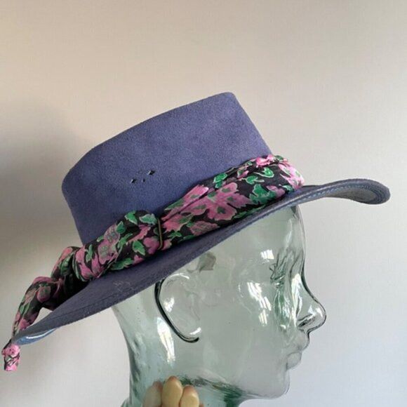 Vintage Vintage Australian Blue Suede Vented Bush Hat - S 🇦🇺 Size ONE SIZE - 2 Thumbnail