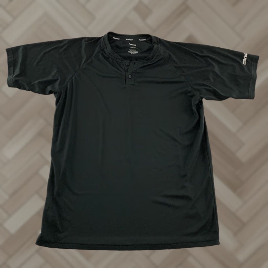 Vintage Marucci Short Sleeve Shirt Men's M Solid Black 100% Polyester Button-Up Size US M / EU 48-50 / 2 - 1 Thumbnail