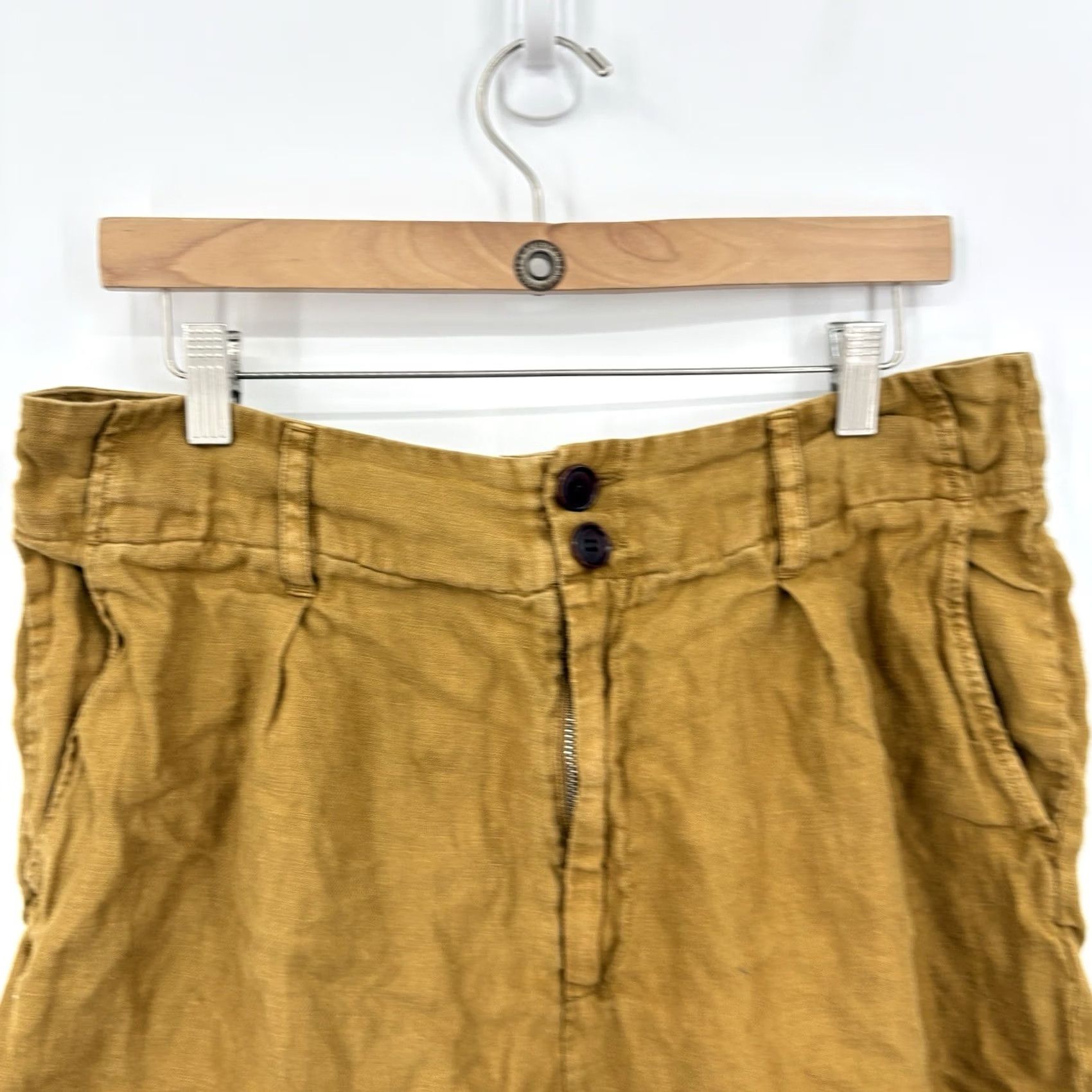 Alex Mill Alex Mill Linen Shorts Womens 14 Capsule Minimalist Tailored Organic Sustainable Casual Shorts Regular Gold Linen 14 inches rise 3.5 inseam Womens Size 36" / US 14 / IT 50 - 3 Thumbnail