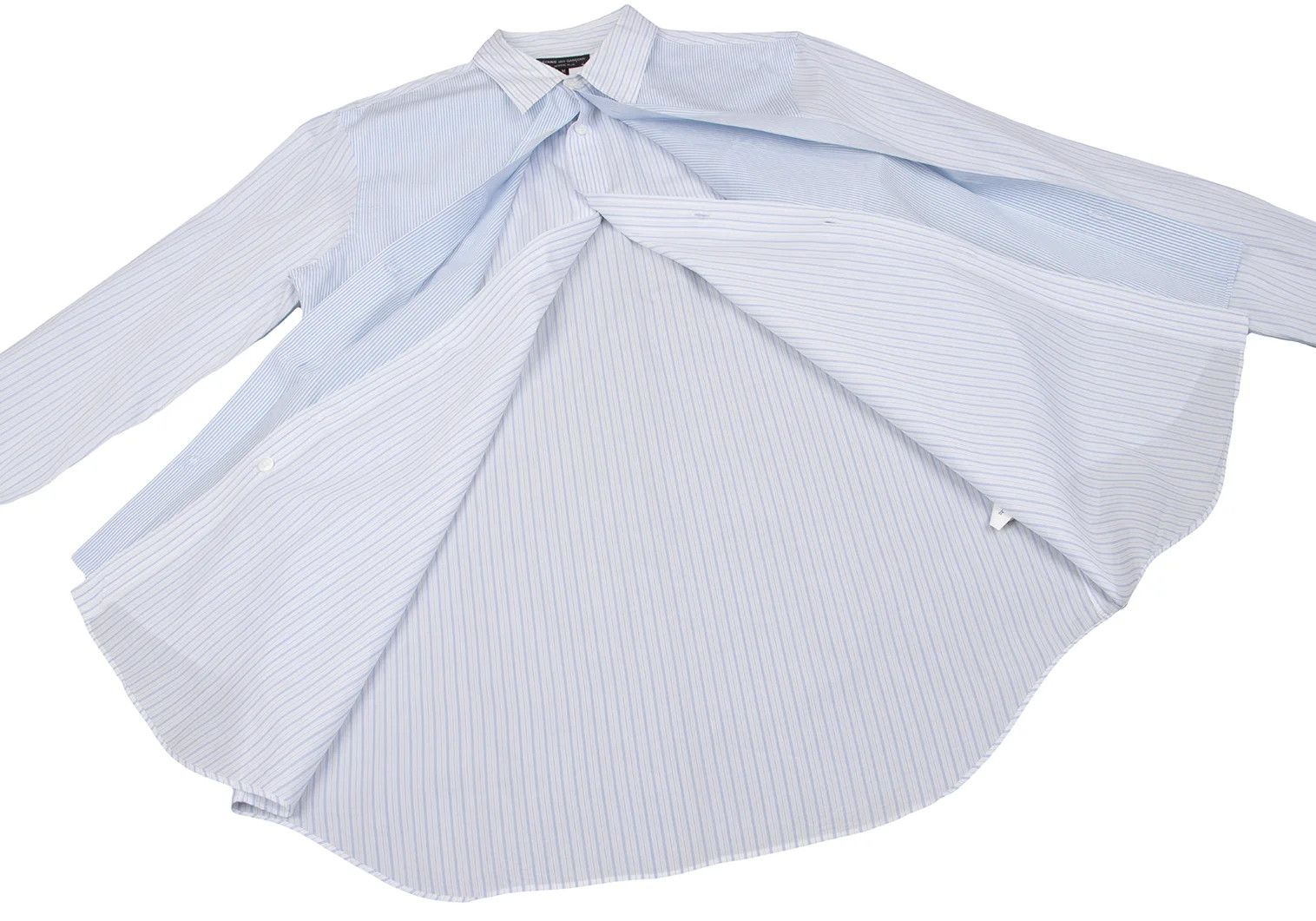 Comme des Garcons Homme Plus Layered Stripe Long Sleeve Shirt in Blue and Off White Size US M / EU 48-50 / 2 - 13 Thumbnail