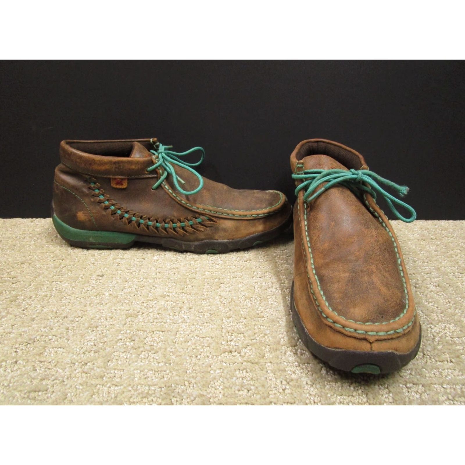 Twisted X Twisted X Chukka Women 10M Brown Teal Leather Moc Bomber Driving Boots WDM0093 Size US 10 / IT 40 - 4 Thumbnail