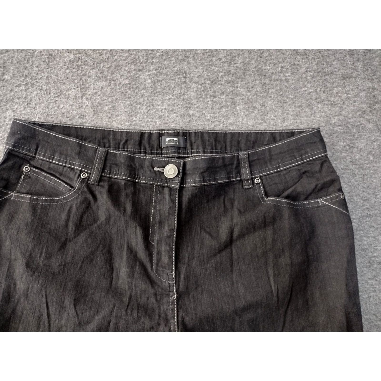 Vintage F&F Jeans Women’s 16 Black Dark Wash Mid Rise Skinny Capri Jeans Size 38" / US 16 / IT 52 - 3 Thumbnail