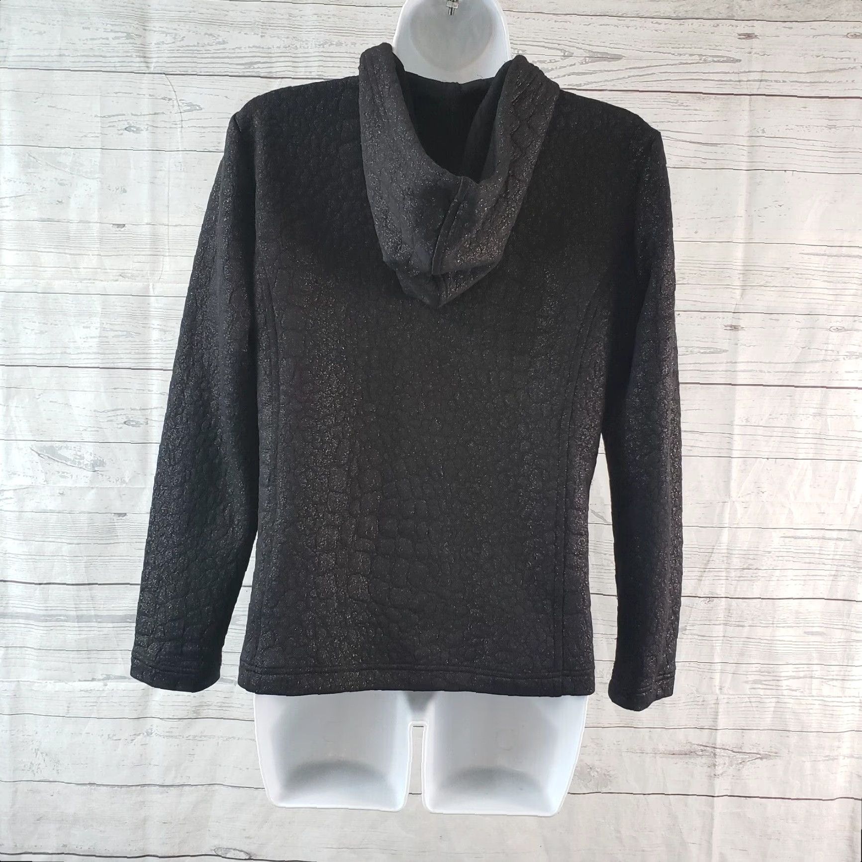 Vintage Chico's Zenergy Jacket Womens Sz Small Black Textured Zips Snap Closure Size S / US 4 / IT 40 - 4 Thumbnail