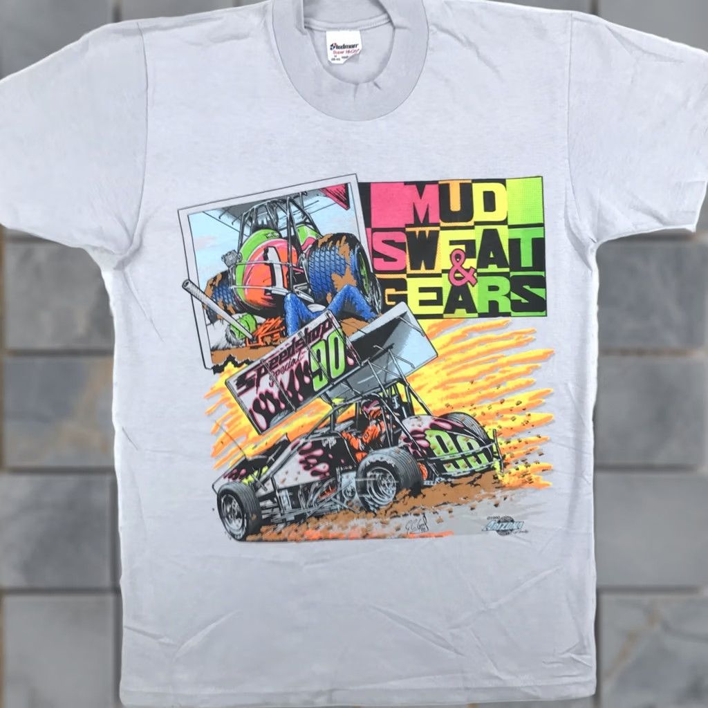 Vintage NOS vintage SPRINT CAR RACING MUD SWEAT & GEARS T-Shirt M Gray Nike not included Size US M / EU 48-50 / 2 - 1 Thumbnail