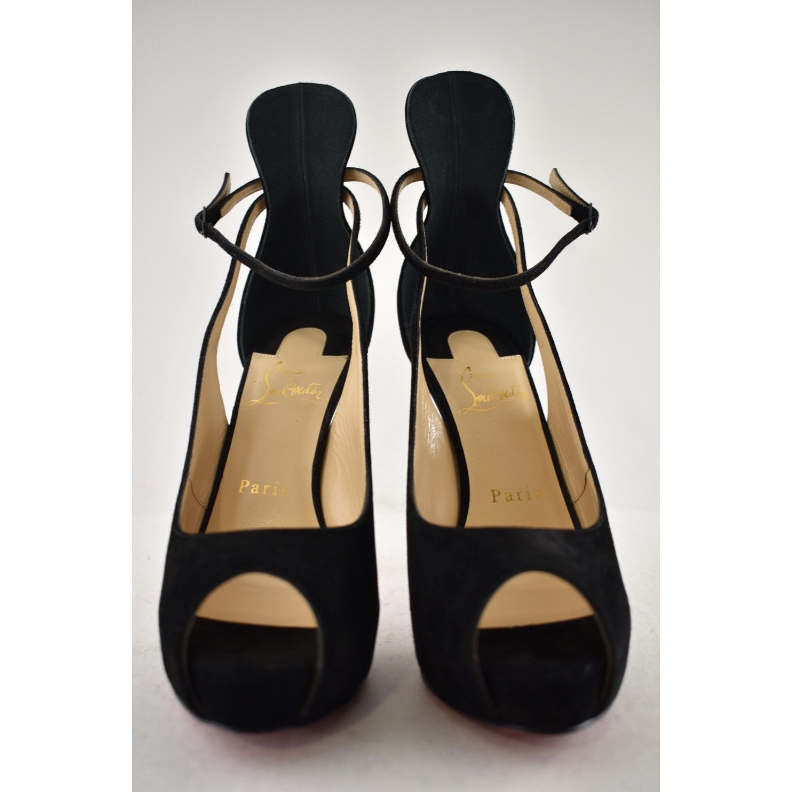 Christian Louboutin Mascaralta 120 Black Suede Peep Platform Sandal Heel Pump 36 Size US 6 / IT 36 - 7 Thumbnail