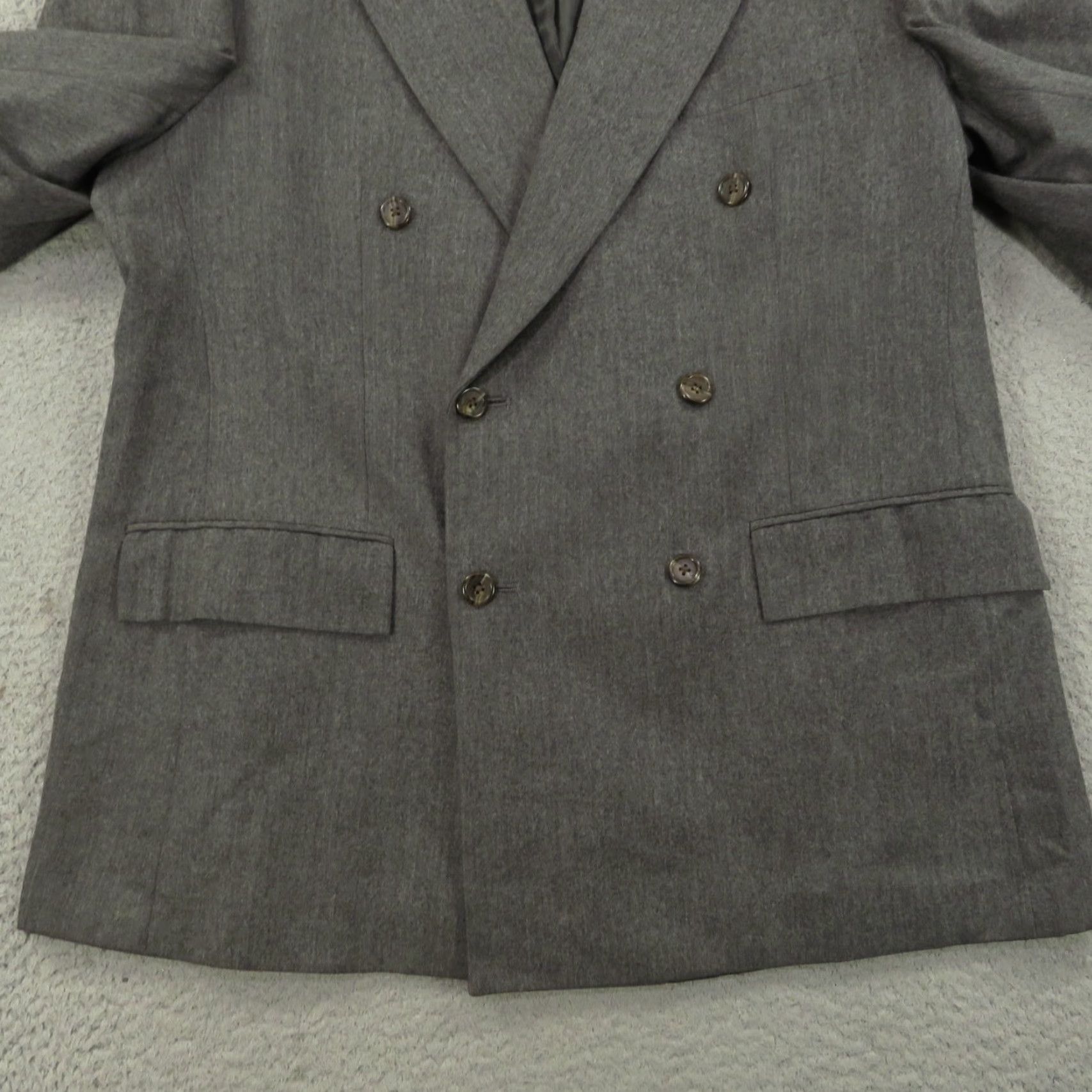 Brooks Brothers VINTAGE Brooks Brothers Blazer 42R Charcoal Wool Double-Breasted 6-Button Coat USA Mens Jacket Size 42R - 3 Thumbnail