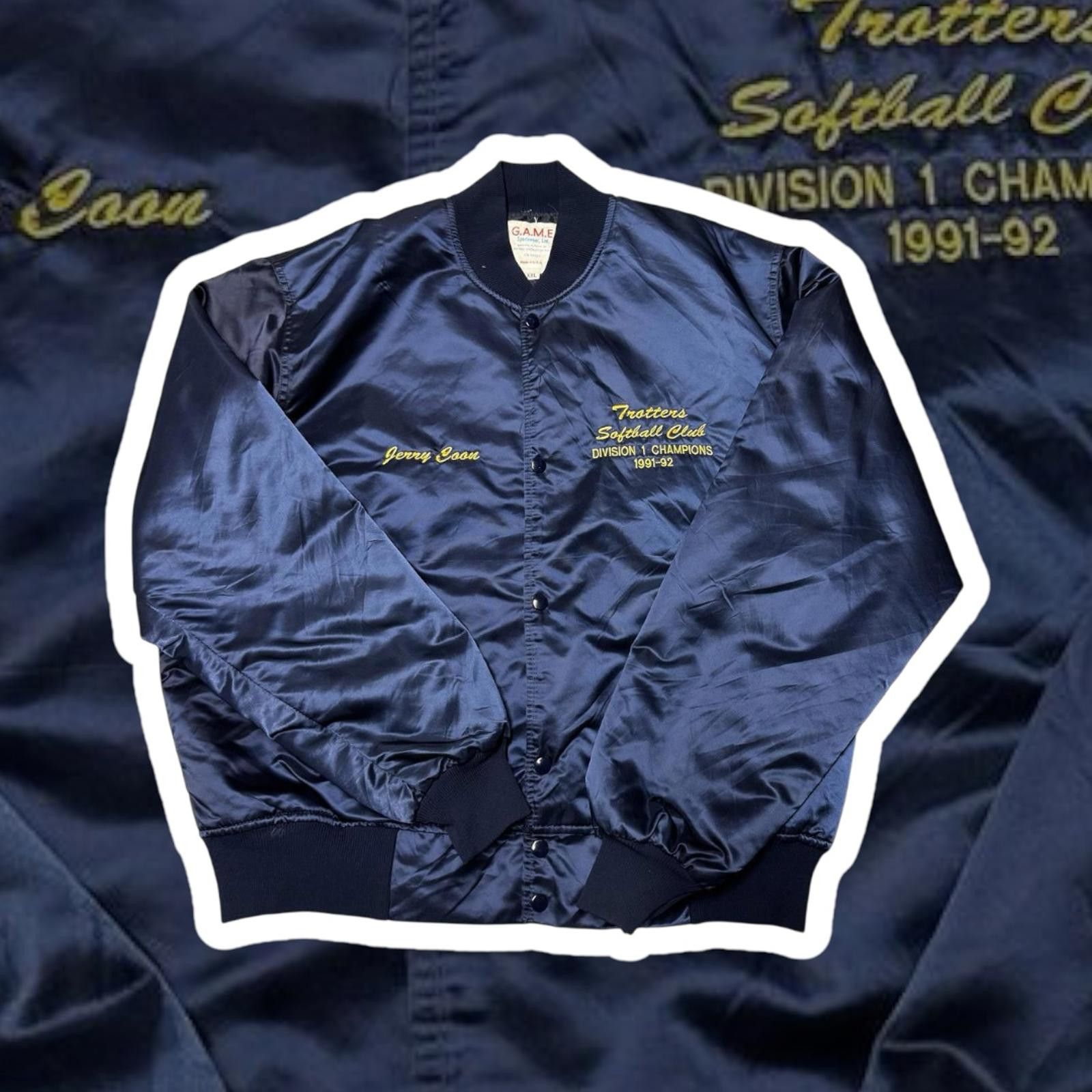 The Game Trotters Softball Club Championship Jacket - Navy Blue Size US XXL / EU 58 / 5 - 1 Thumbnail
