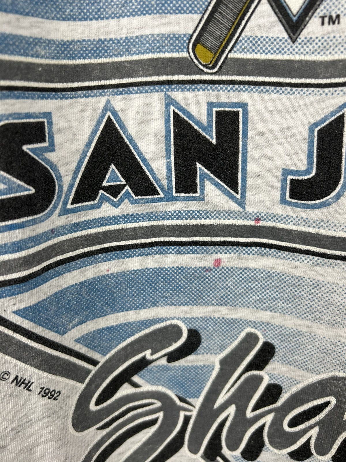 NHL Vintage 90s San Jose Sharks 1992 Hockey T shirt Size US L / EU 52-54 / 3 - 9 Thumbnail