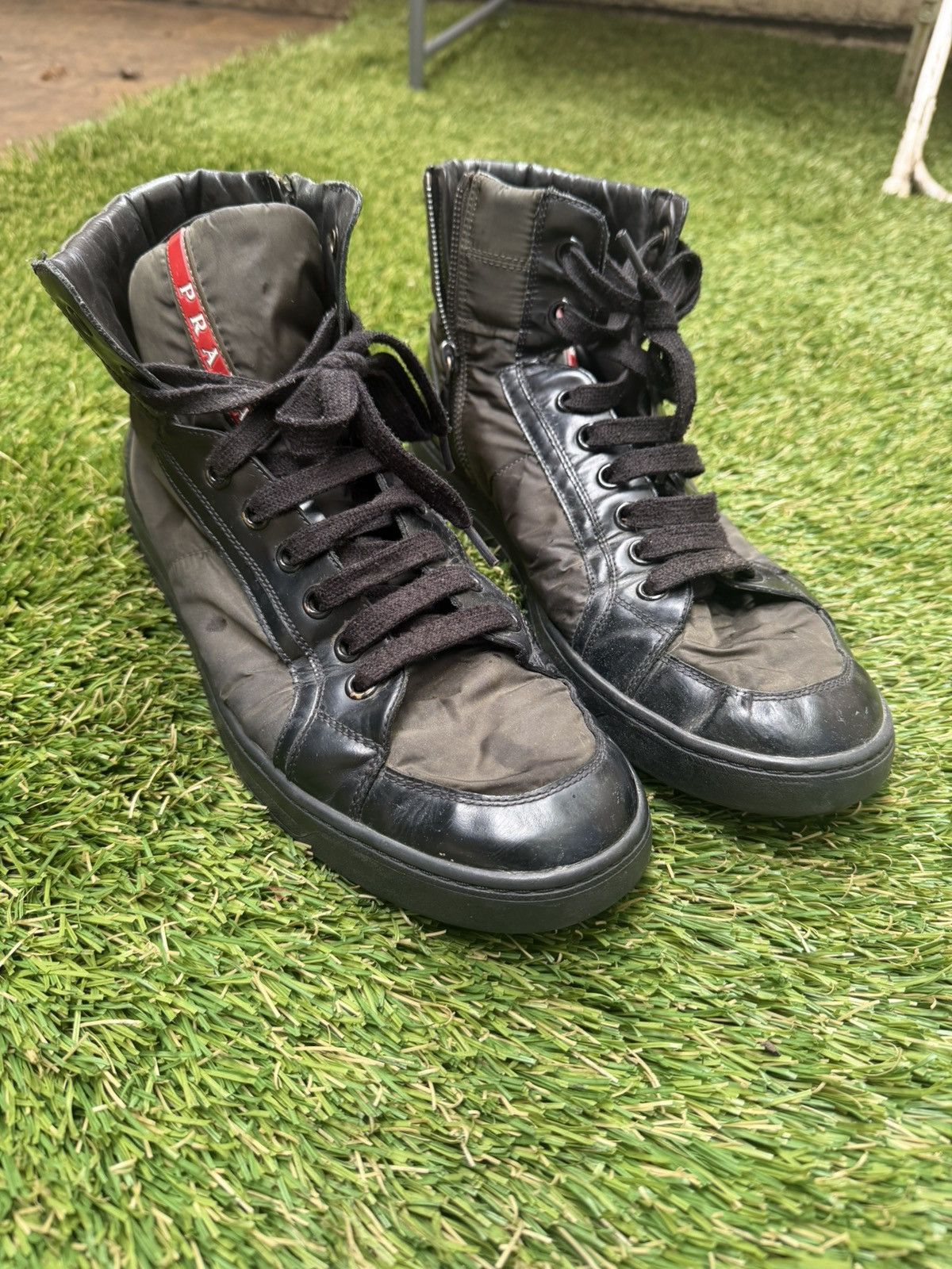 Prada Prada Black Nylon High-Top Zip Sneakers Size US 10.5 / EU 43-44 - 1 Thumbnail