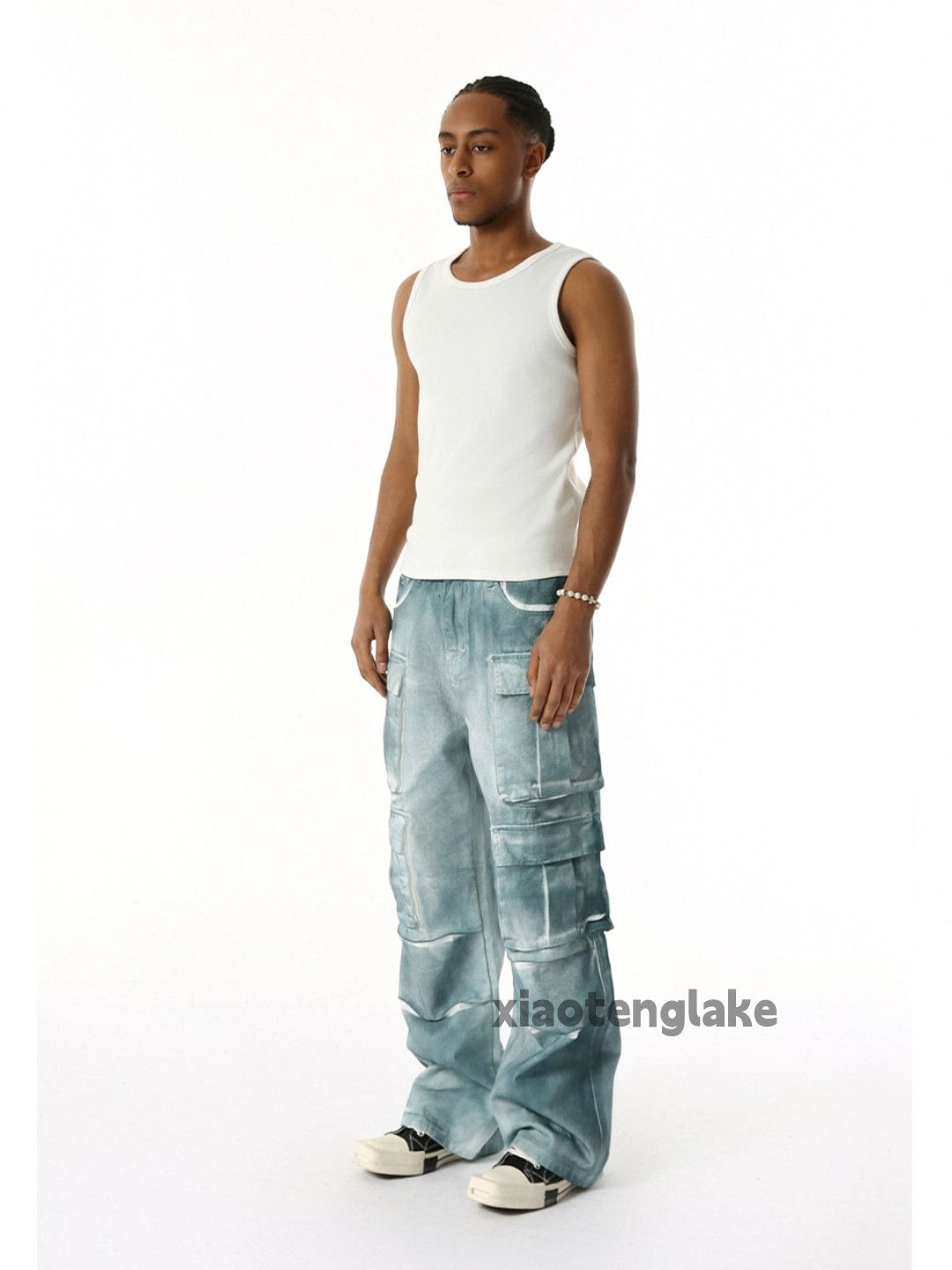 Jean × Vintage Utility tie dye loose outdoor cargo pleated hiphop pants Size US 33 - 7 Thumbnail