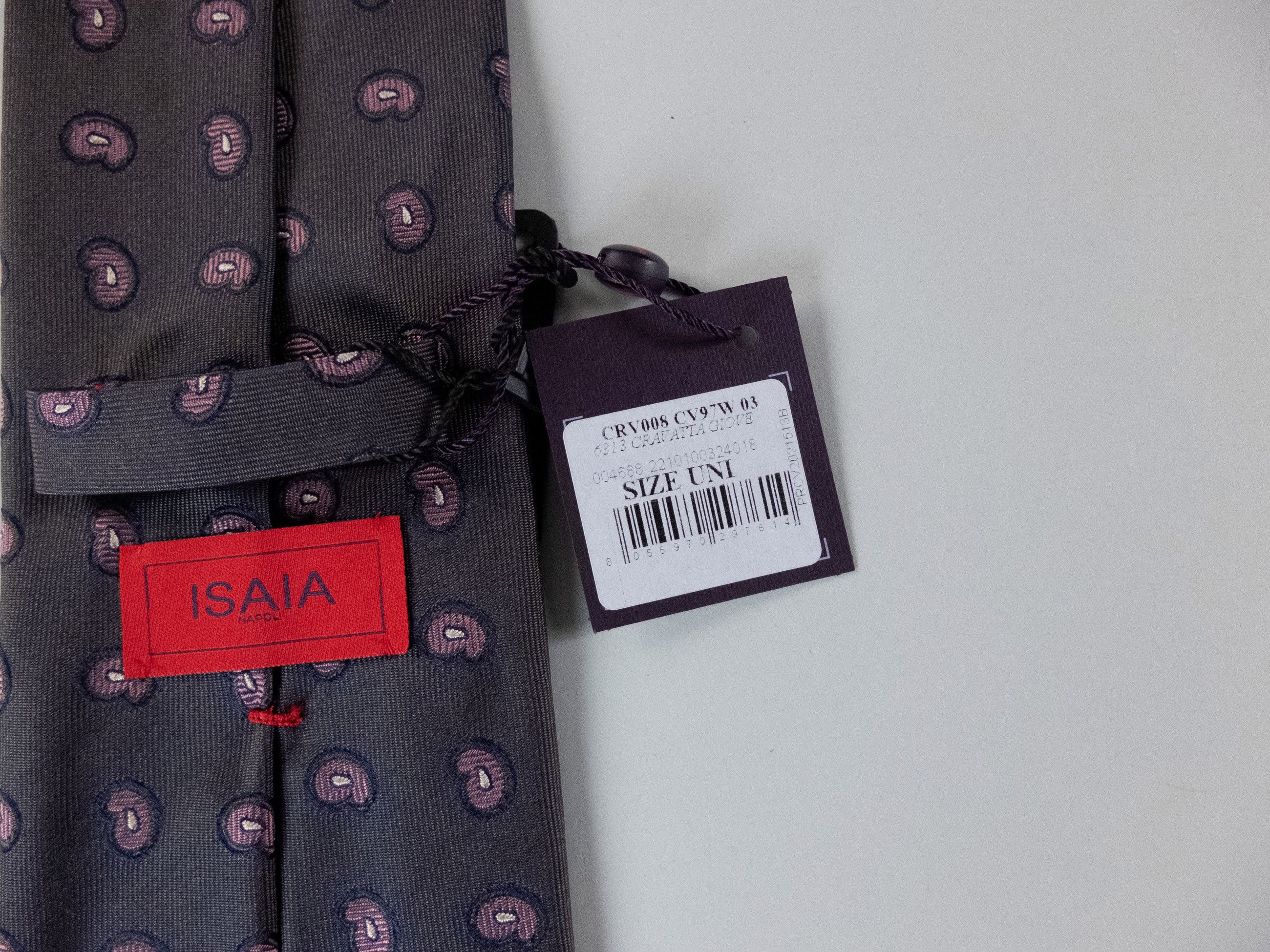 Isaia ISAIA Napoli 5-fold brown micro motif silk tie authentic NWT Size ONE SIZE - 5 Thumbnail