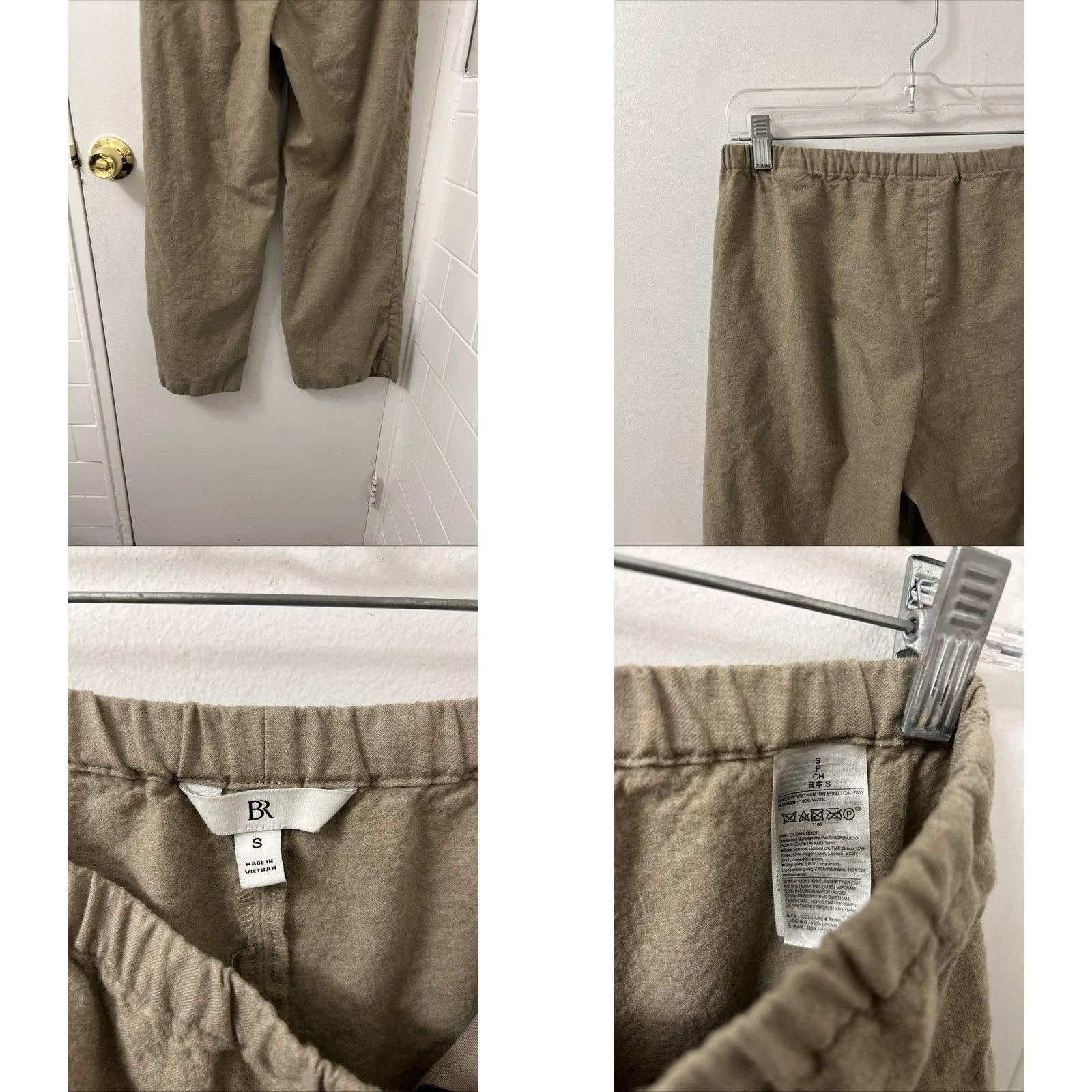 Banana Republic Banana Republic Pants Womens Small L28 Brown 100% Wool Wide Leg Elastic Waist Dress Pants Size 28" / US 6 / IT 42 - 8 Thumbnail