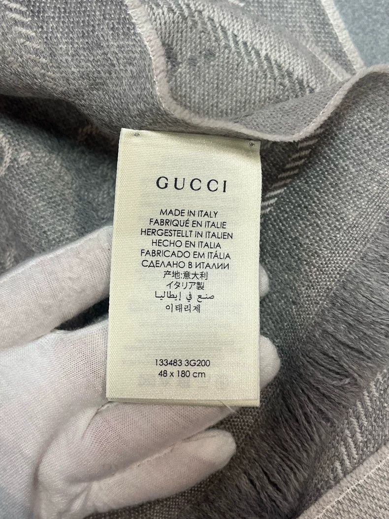 Gucci Gucci Light gray old flower tassel scarf Size ONE SIZE - 4 Thumbnail