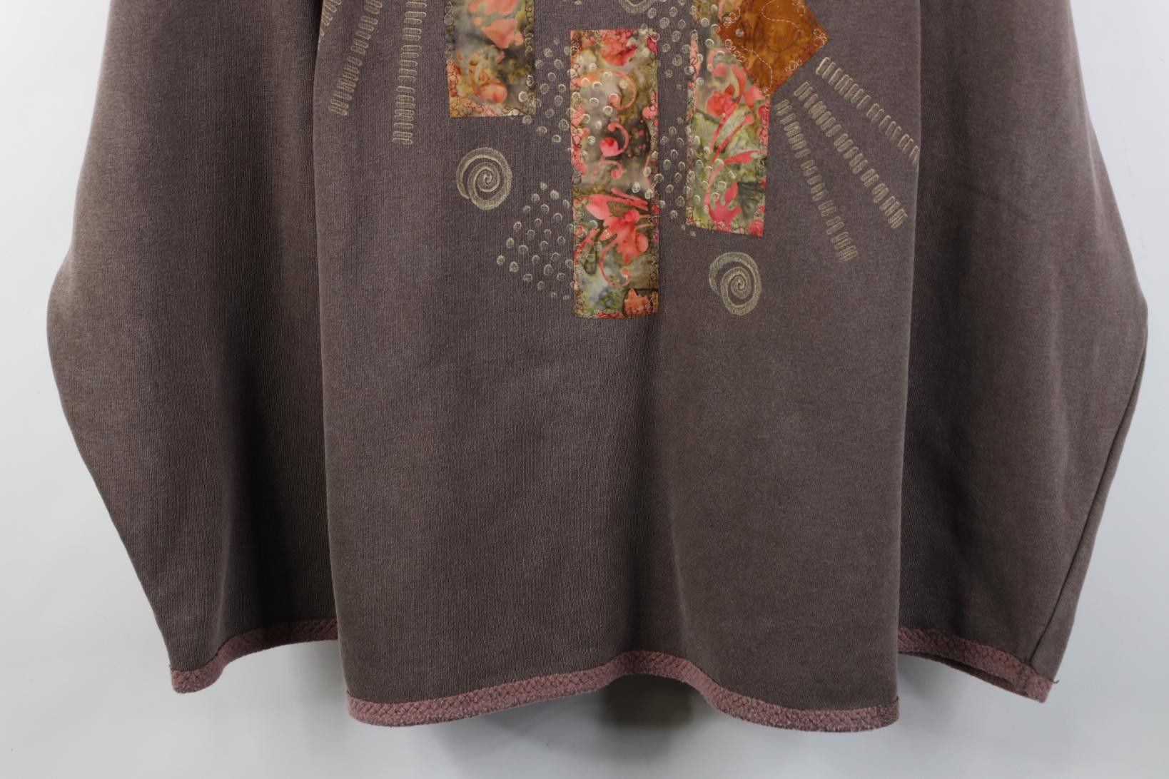 Vintage Vintage 90s Streetwear Patchwork Beaded Stonewash Sweatshirt Size XL / US 12-14 / IT 48-50 - 3 Thumbnail