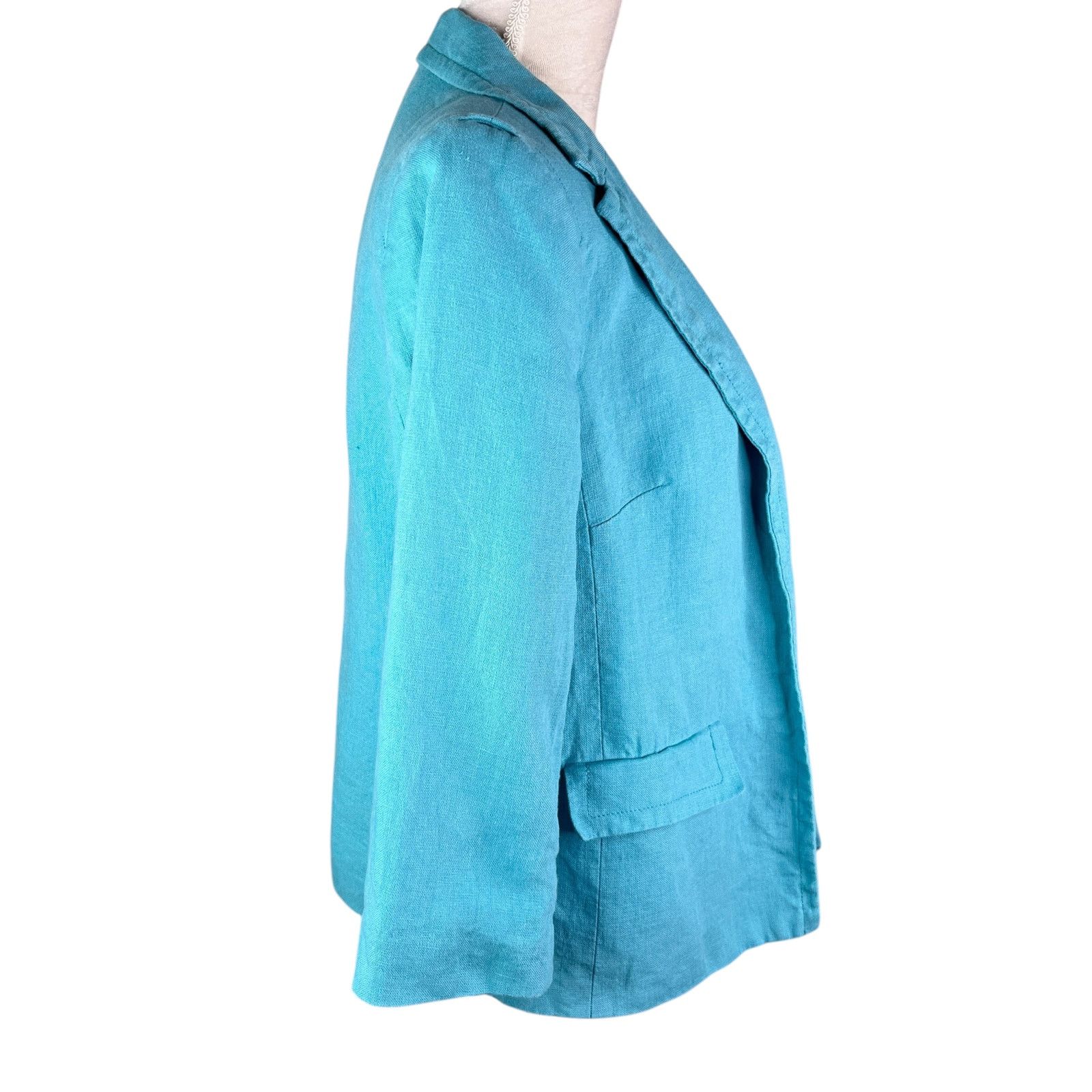 Other Talbots Linen Blazer 10 Turquoise Lined Pockets Open Classic Size L / US 10 / IT 46 - 6 Thumbnail