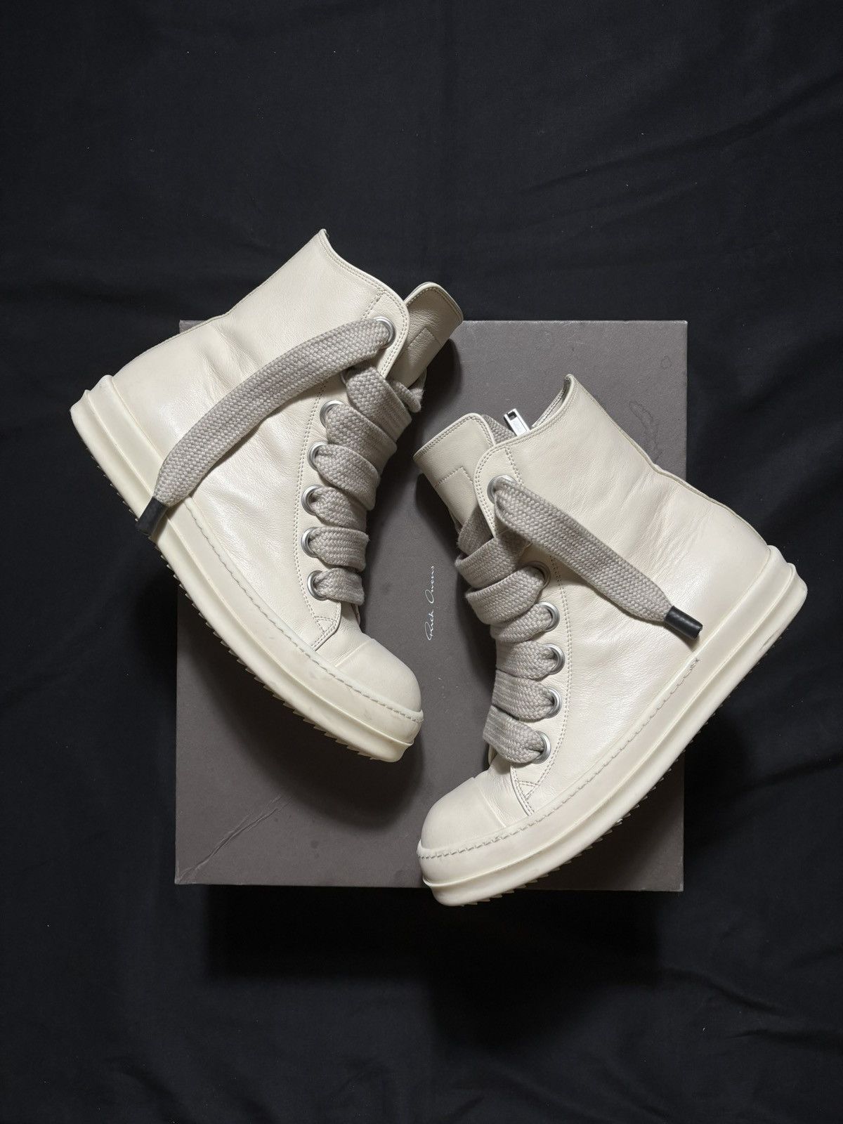 Rick Owens Rick Owens Milk Temple Jumbo Laces Sneaker - Size 43 Size US 10 / EU 43 - 1 Thumbnail