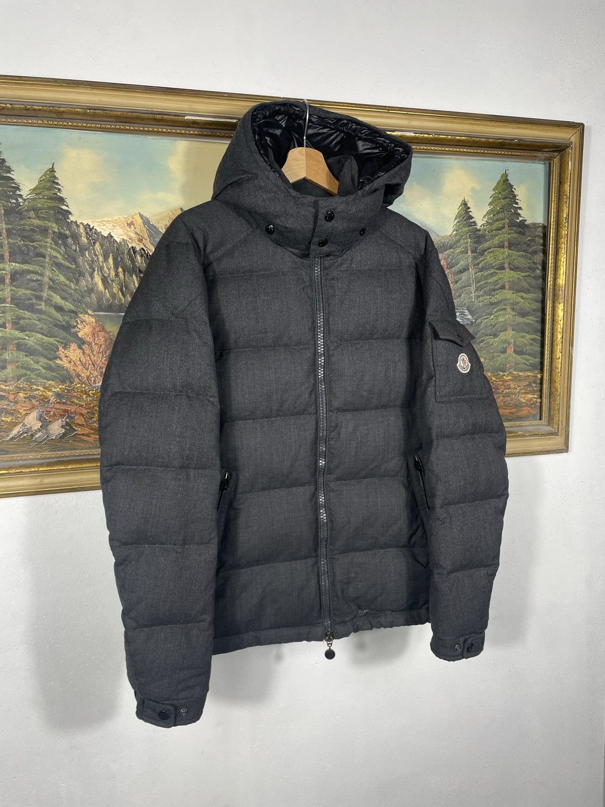 Designer × Moncler Moncler Montgenevre Giubbotto Grey Puffer Hoodie Size US XL / EU 56 / 4 - 2 Thumbnail