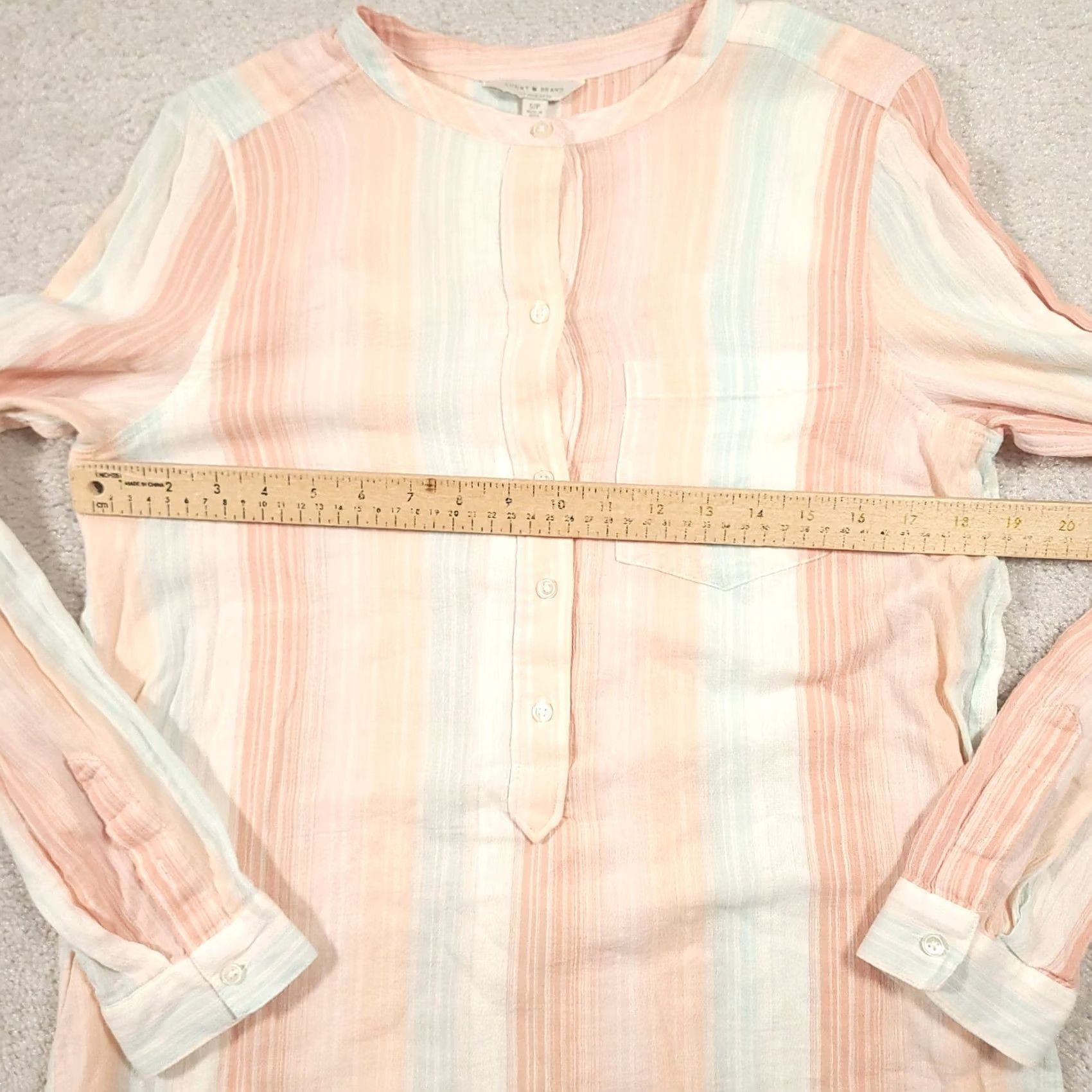 Lucky Brand Lucky Brand Popover Top Striped Roll Tab Long Sleeve Beachy Small Henley Shirt Women XS- Regular? Size S / US 4 / IT 40 - 3 Thumbnail