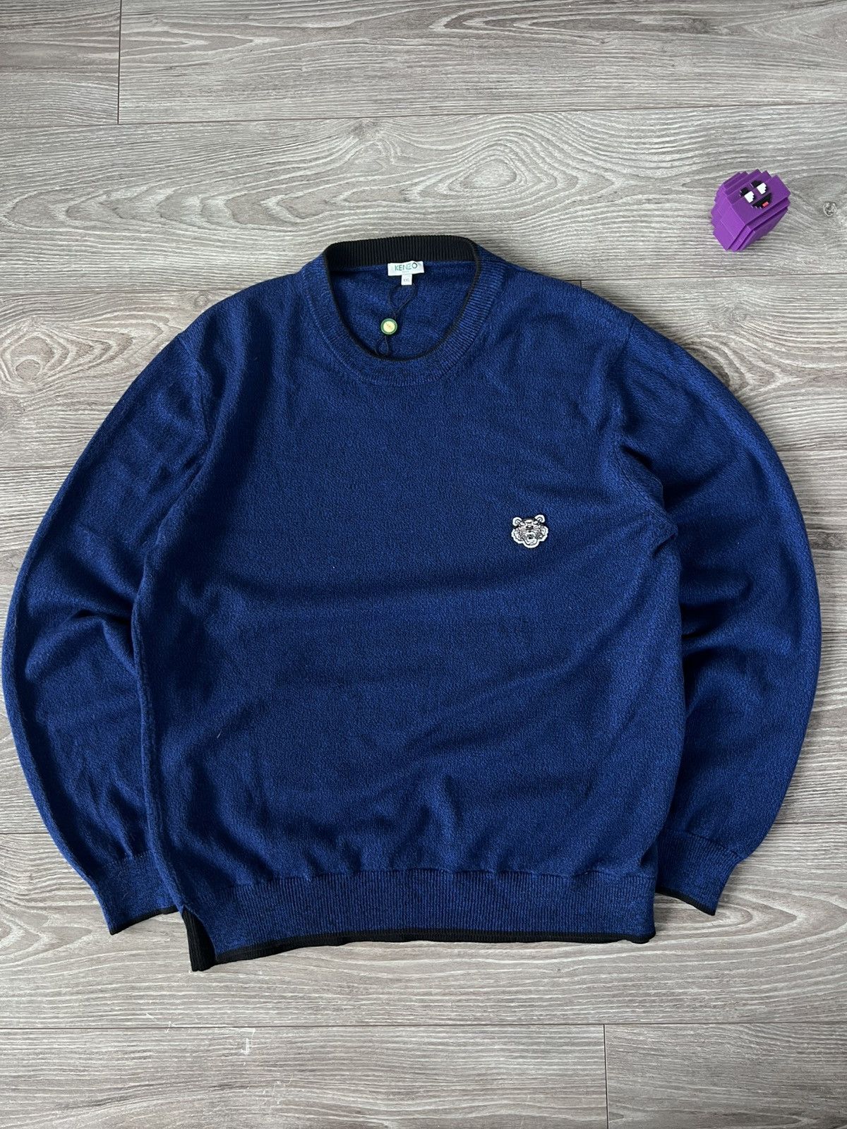 Kenzo Rare Wool Kenzo Embroidered Logo Luxuxry Blue Sweater Size US XXL / EU 58 / 5 - 3 Thumbnail