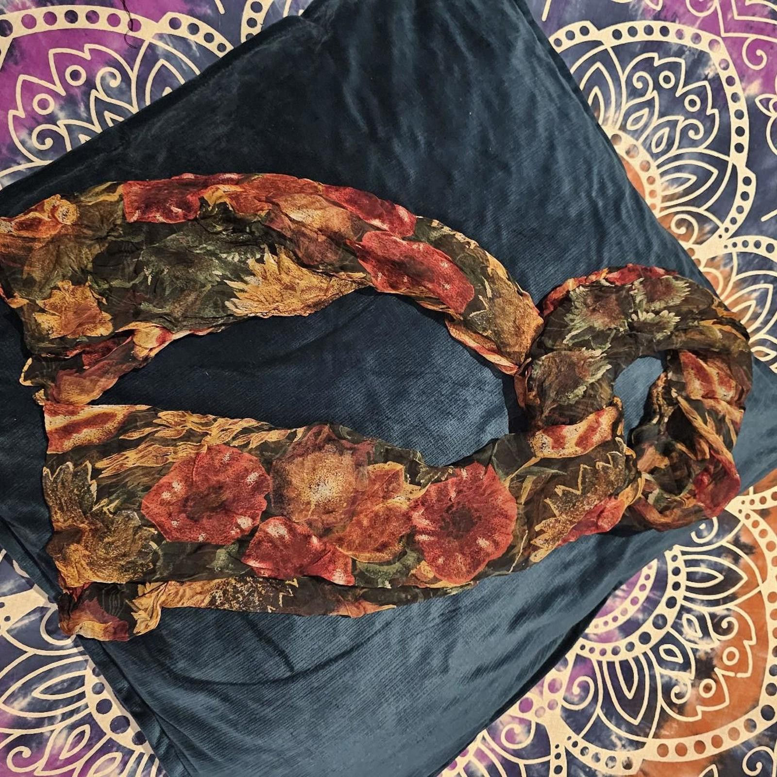 Designer Vintage Floral Sheer Scarf Size ONE SIZE - 2 Thumbnail