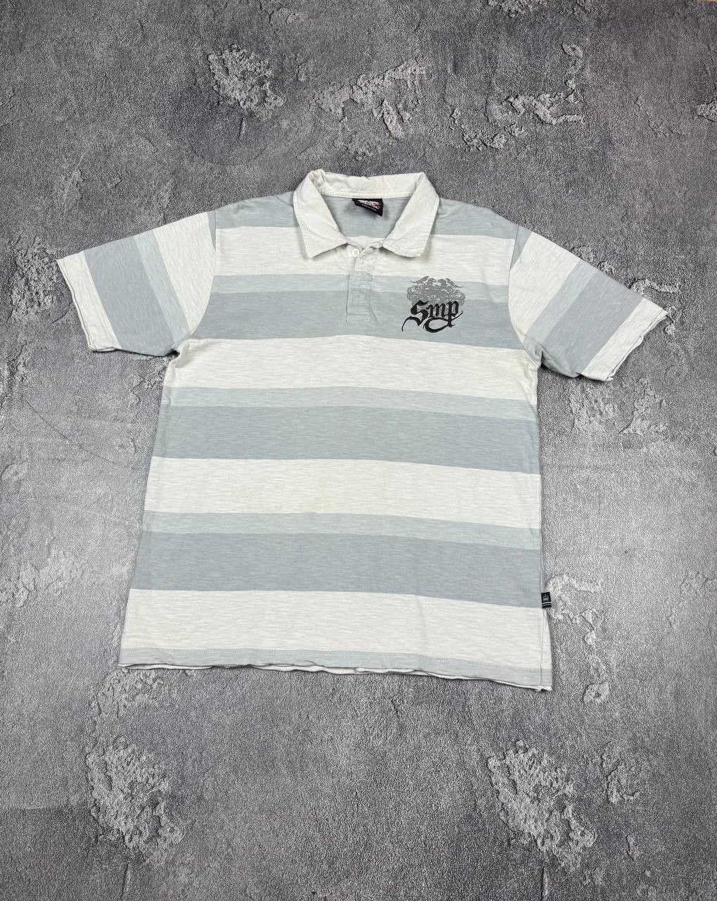 Beauty Beast Y2K Stripe Letters Print Polo 2000s Style Streetwear Size US L / EU 52-54 / 3 - 5 Thumbnail