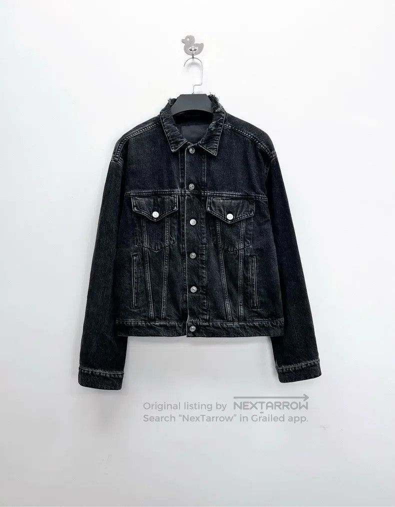 Balenciaga Balenciaga Black Washed Distressed Collar Ripped Back Embr Size US M / EU 48-50 / 2 - 1 Thumbnail
