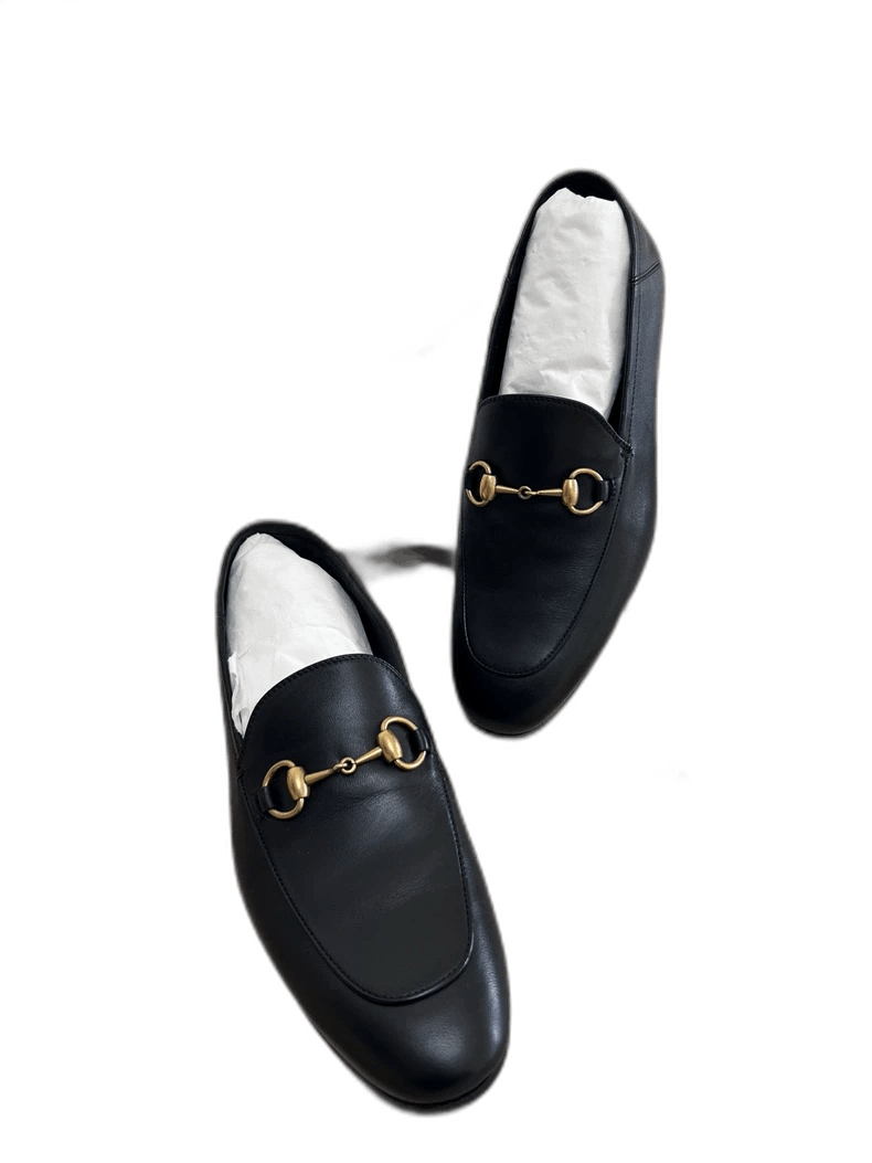 Gucci Leather Casual Slip-On Shoes For Men in Black (Size 9)