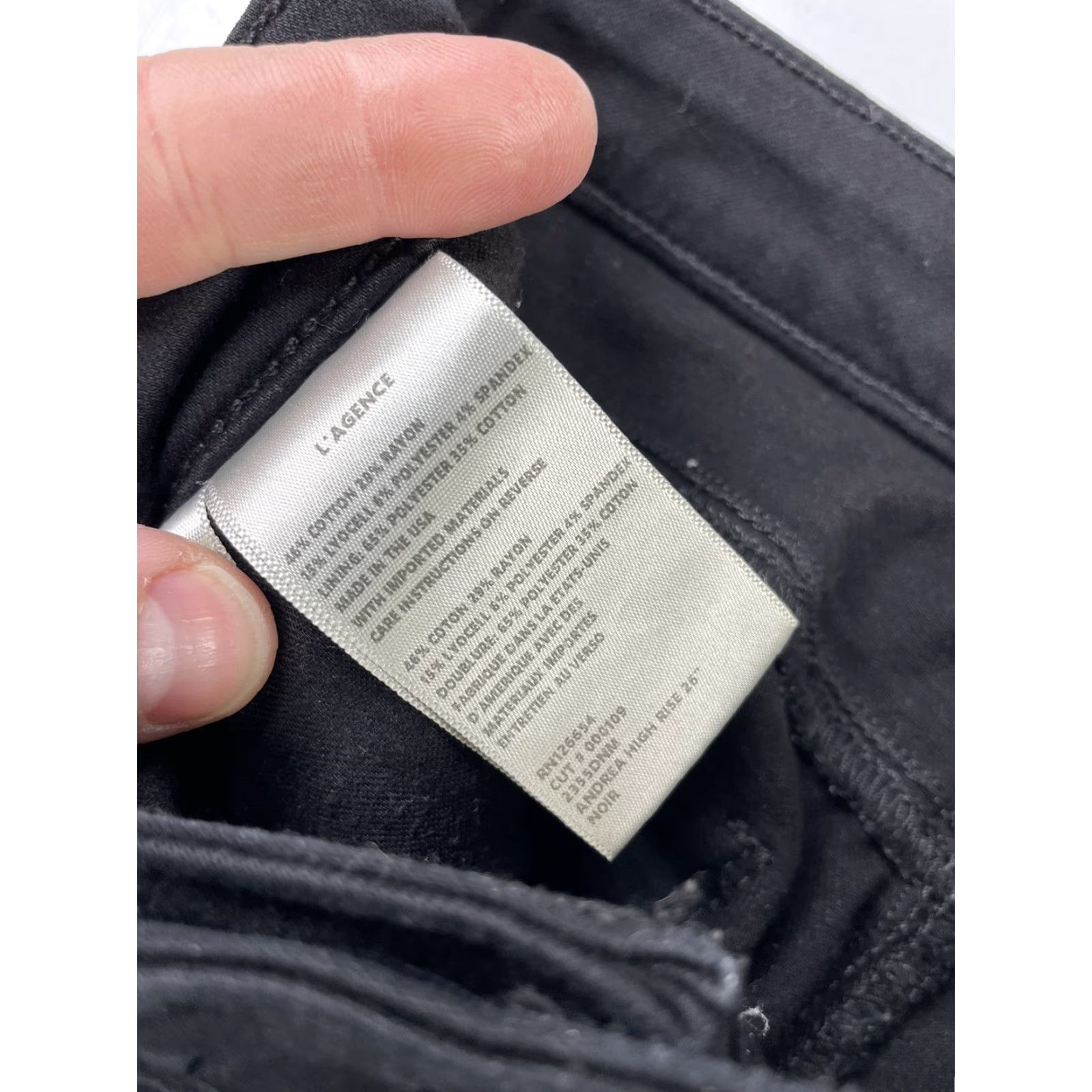 L'AGENCE L'Agence Andrea High Rise Slim Straight Ankle Zip Jeans Women's 24 Noir Black Size 42" / US 20 - 3 Thumbnail