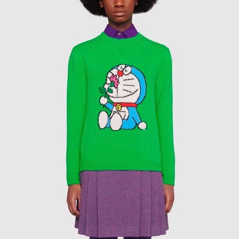 Gucci Gucci Green robot cat cartoon pattern sweater long-sleeved Size US S / EU 44-46 / 1 - 1 Thumbnail