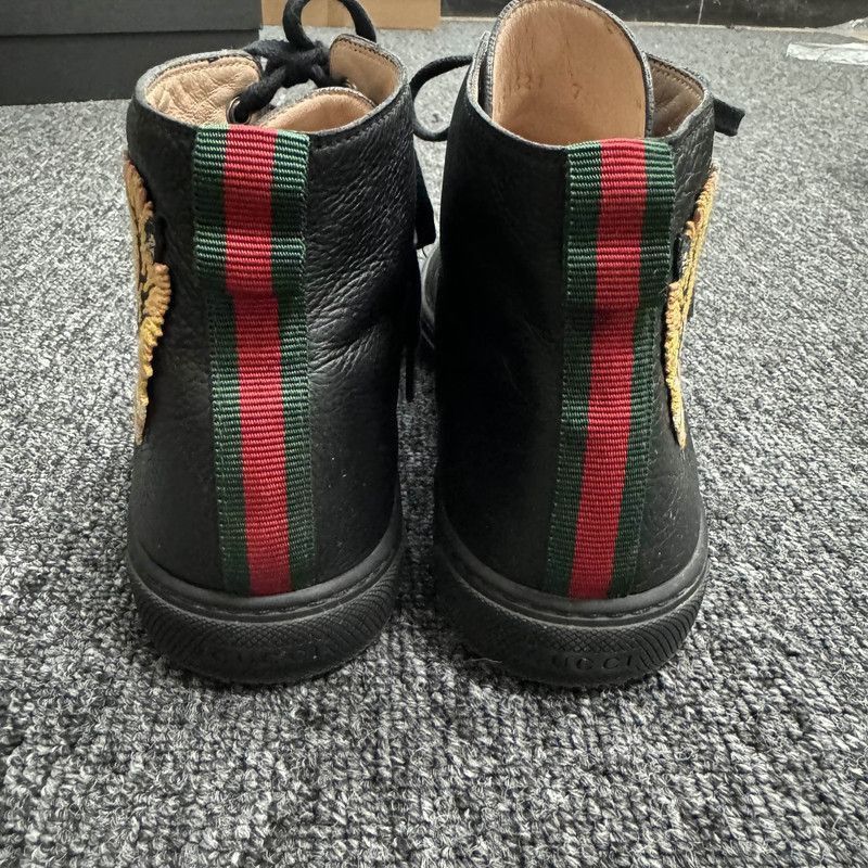 Gucci GUCCI Black High-Top Leather Sneakers with Tiger - Size US 8 / EU 41 - 3 Thumbnail