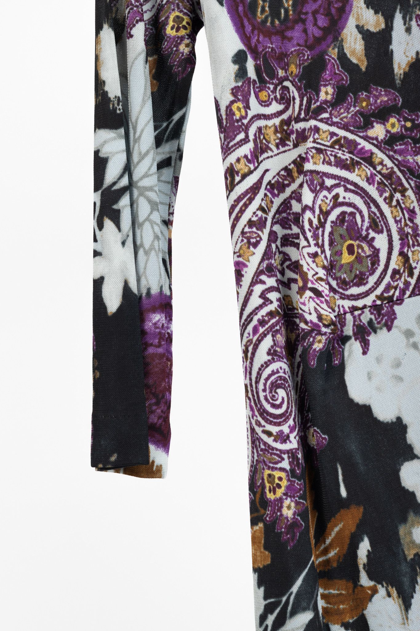 Etro Etro Grey & Purple Floral-Paisley Mesh 3/4-Sleeve Dress Size M / US 6-8 / IT 42-44 - 6 Thumbnail