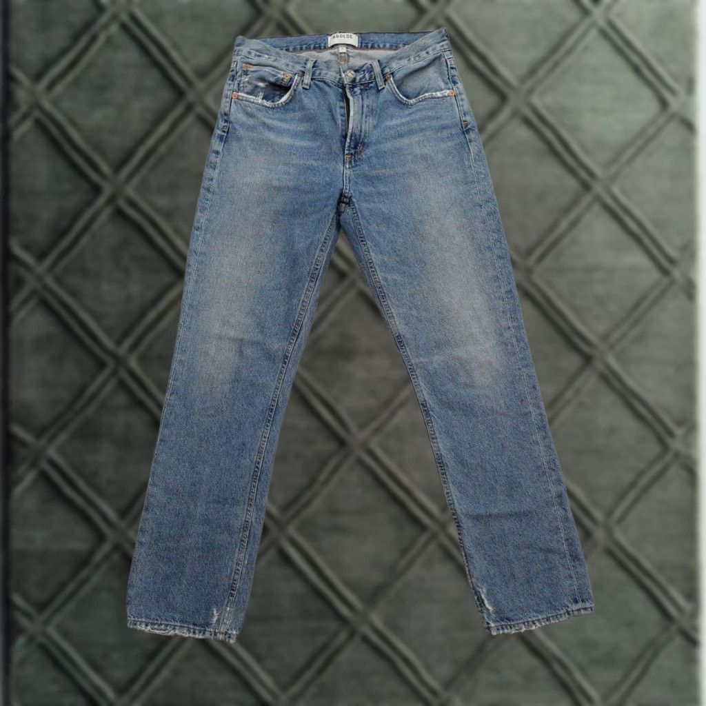 Agolde AGOLDE Jeans Women's 25x26 Distressed Button Fly Blue Casual Boyfriend Denim Shaped Fit Womens Size 42" / US 20 - 1 Thumbnail