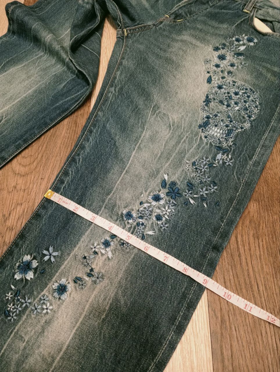 Japanese Brand VINTAGE JAPANESE NAMITATSU GADO EMBROIDERY ART JEAN Size US 33 - 22 Thumbnail