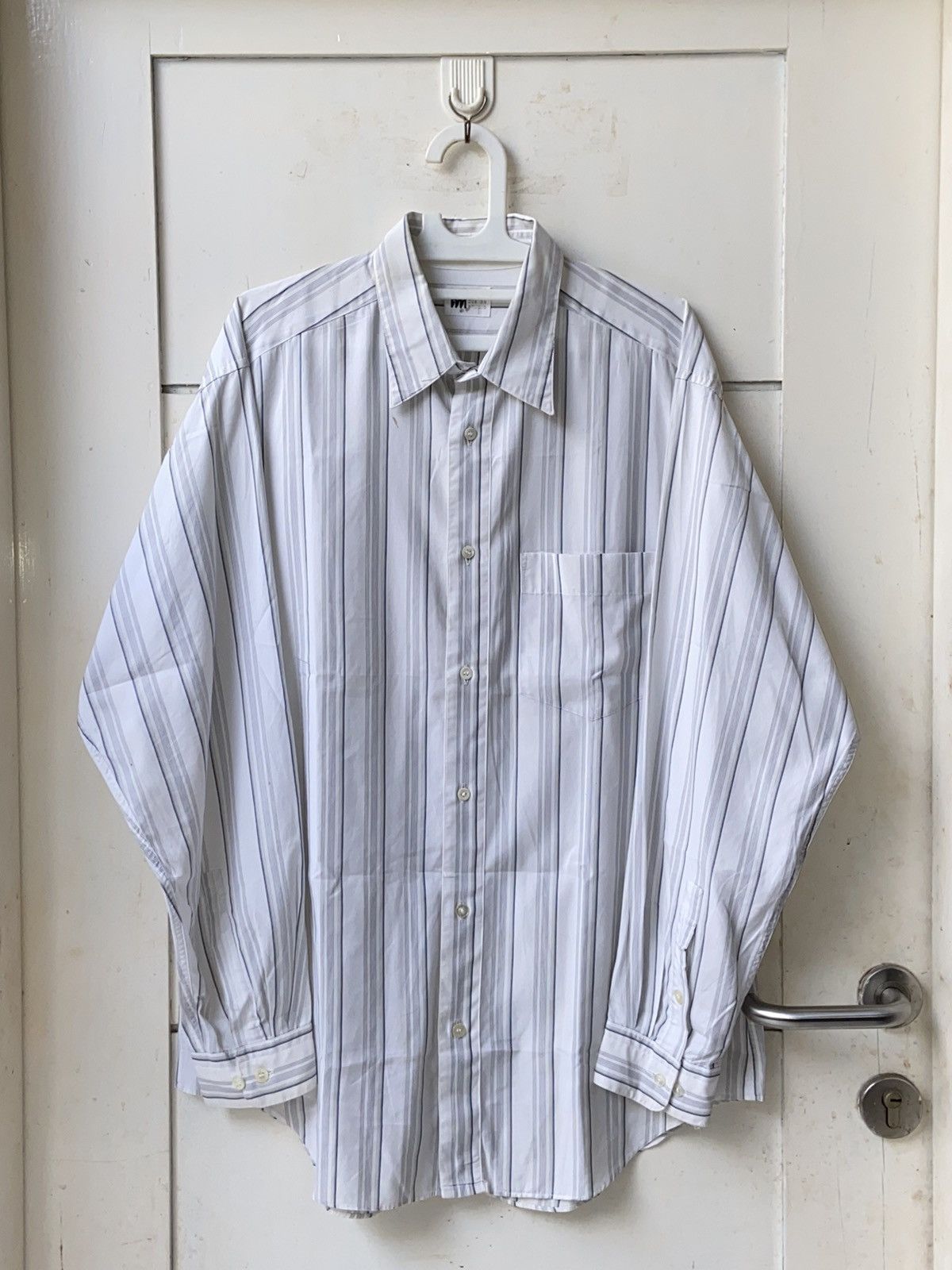 Image of Issey Miyake Im Miyake Design Studio Striped Shirt in White, Men's (Size 2XL)