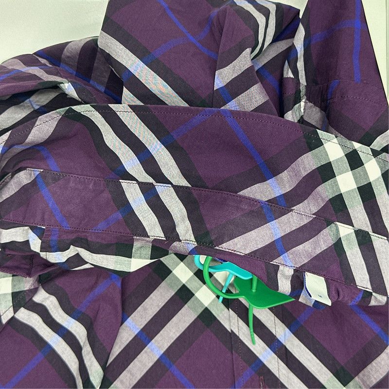 Burberry Burberry Purple Check Long Sleeve Shirt 0079 Size US M / EU 48-50 / 2 - 1 Thumbnail