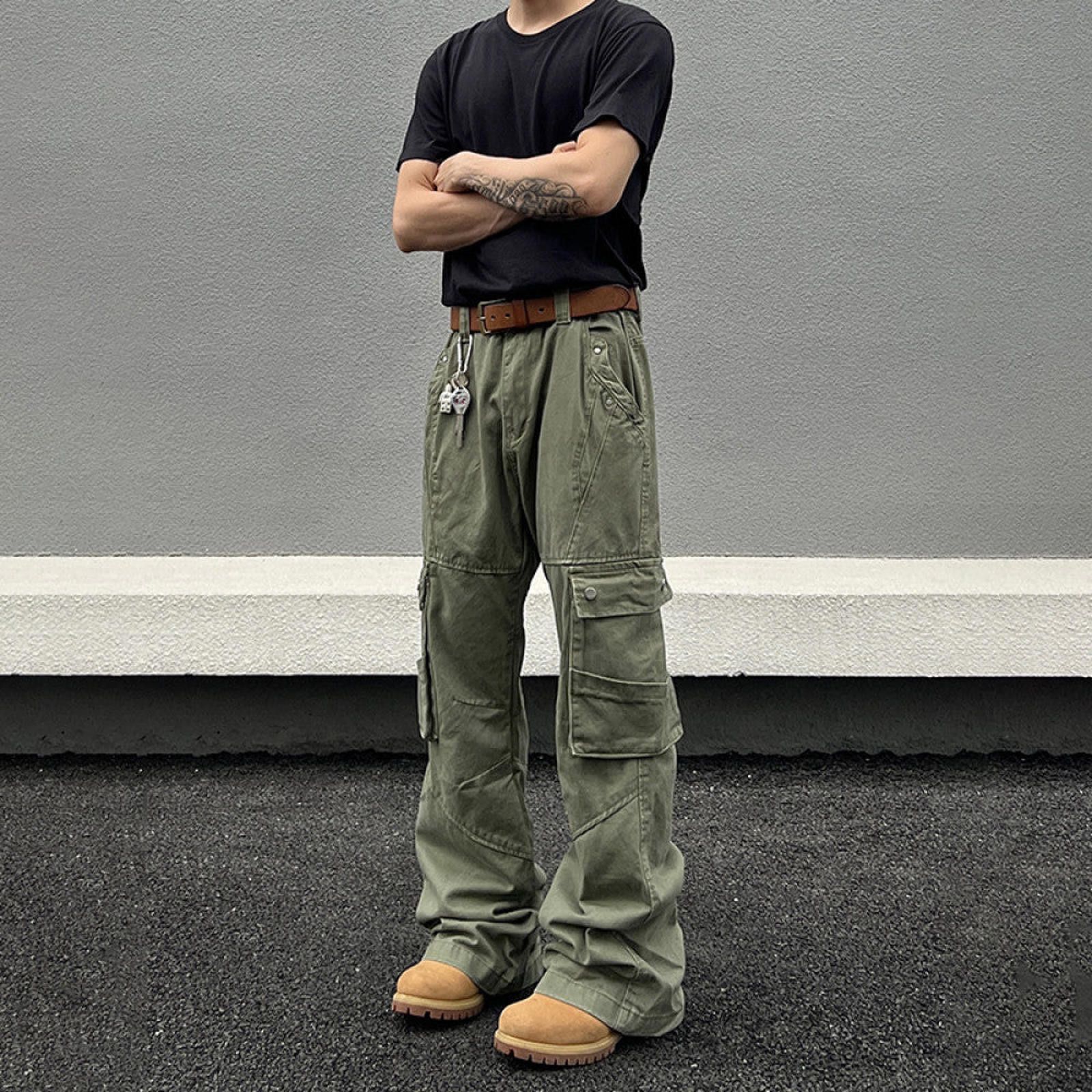 Japanese Brand Olive Cargo Stacked Flared Pants, Wide Leg Pants Size US 30 / EU 46 - 2 Thumbnail