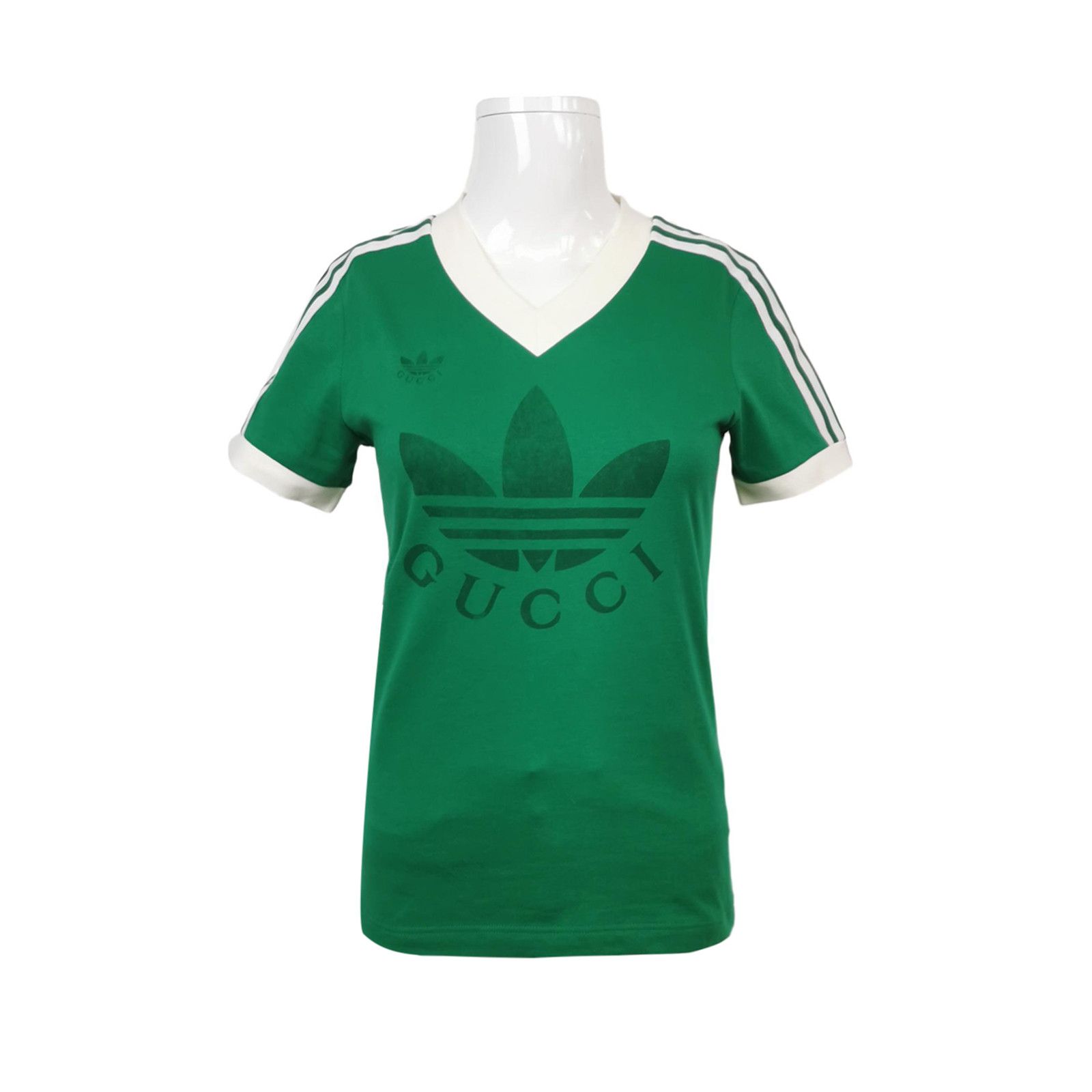Gucci Gucci x Adidas Logo V-Neck T-Shirt Size XS Size XS / US 0-2 / IT 36-38 - 1 Thumbnail