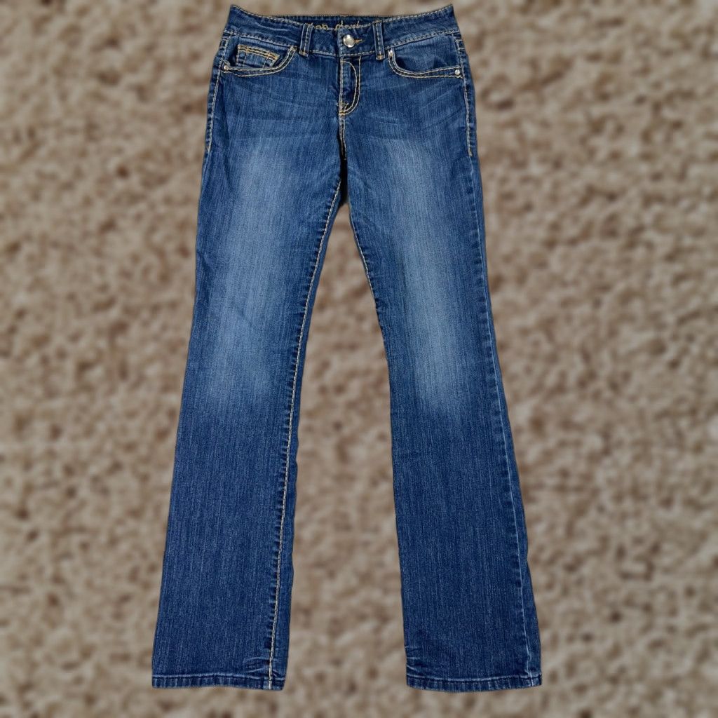 Vintage Ten Denim Jeans Womens Bootcut Low Rise 26x31 Blue Cotton Blend Embroidered Distressed 5-Pocket Denim N/A Size 28" / US 6 / IT 42 - 1 Thumbnail