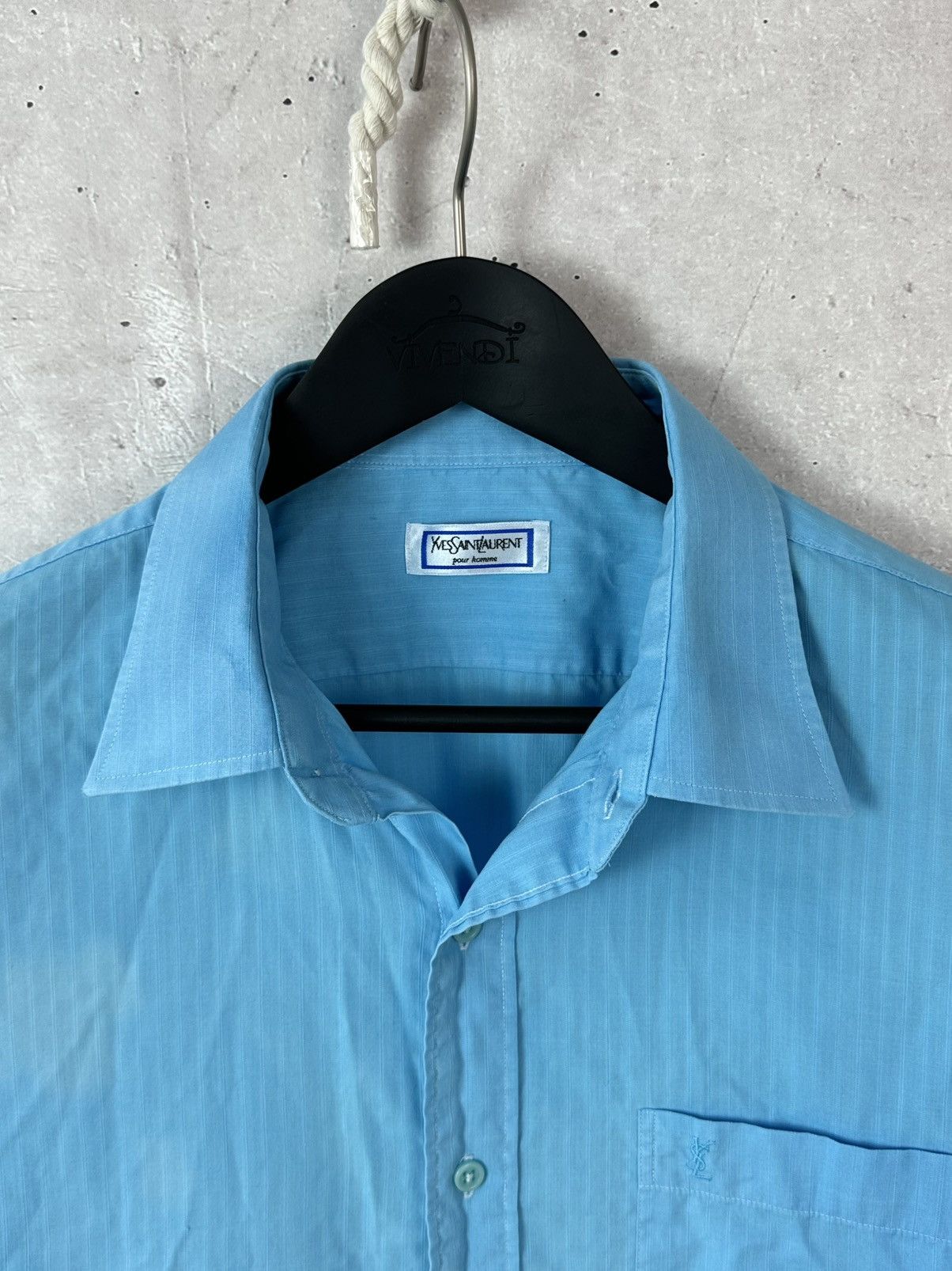Yves Saint Laurent Vintage YvesSaintLaurent Blue Cotton Logo Long Sleeve Shirt Size US XXL / EU 58 / 5 - 3 Thumbnail