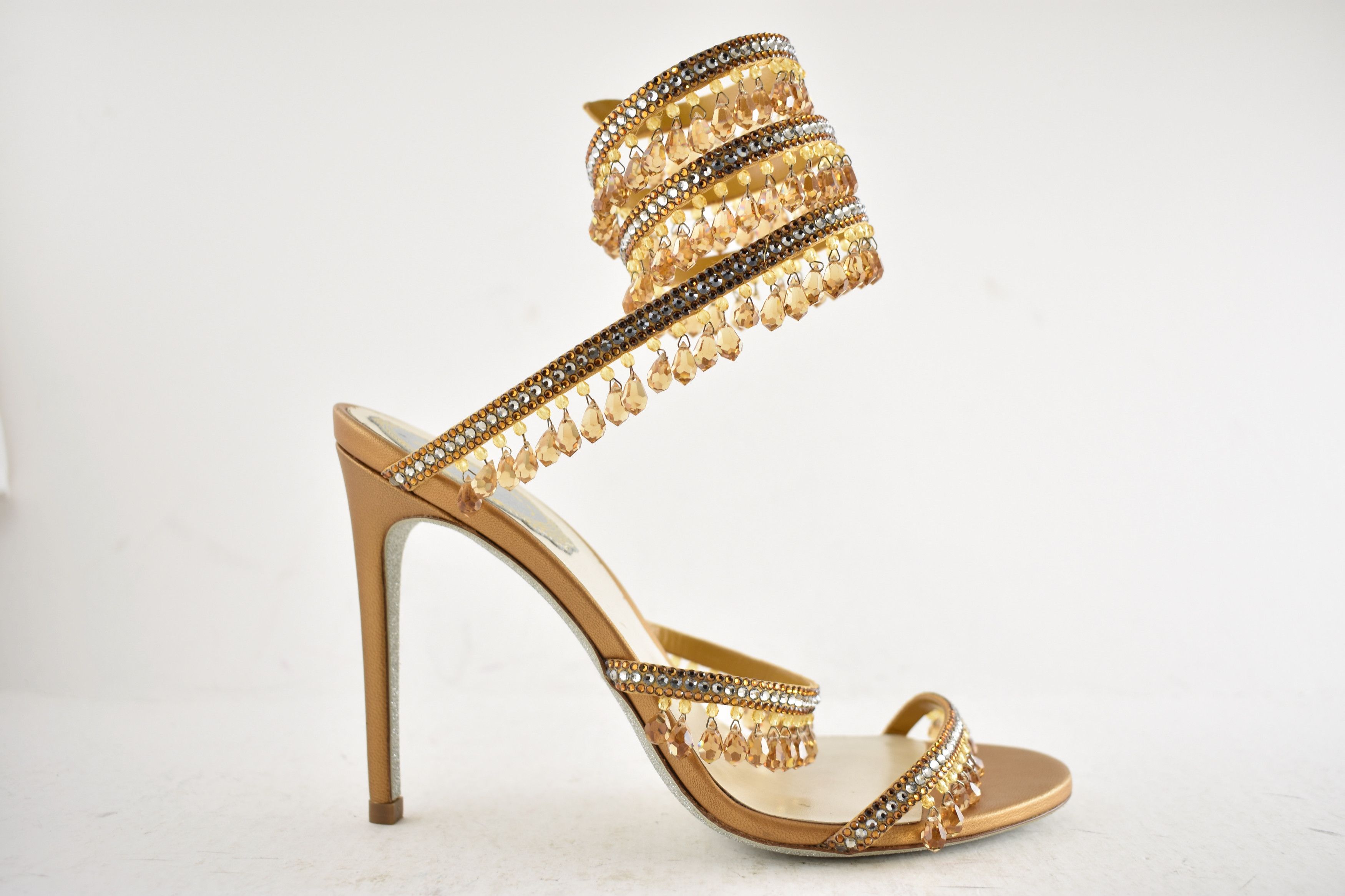 Rene Caovilla Chandelier Amber Strappy Ankle Wrap Sandal Heel Pump 36 Size US 6 / IT 36 - 2 Thumbnail