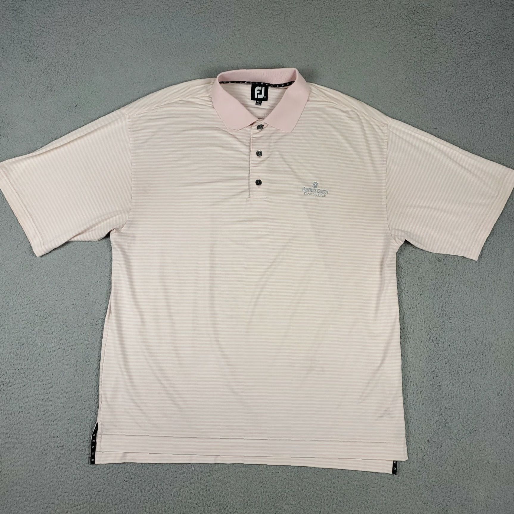 Footjoy VINTAGE FJ FootJoy Hunters Polo Shirt Striped Pink Large Mens Polo Shirt, Short Sleeve, All Seasons, Regular Fit, Collared, Button, Logo Size US L / EU 52-54 / 3 - 3 Thumbnail