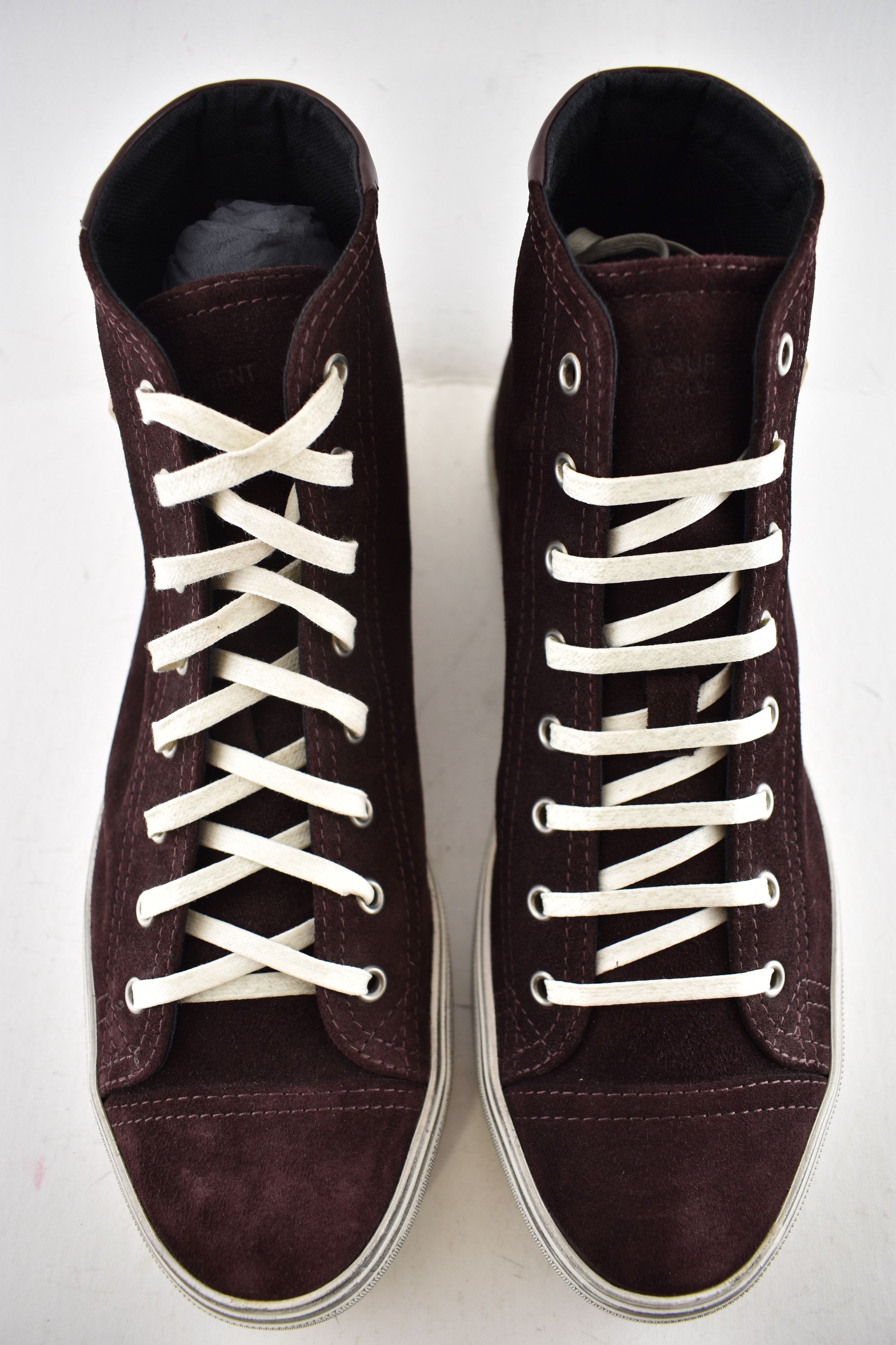 Saint Laurent Paris Bedford SW SL Patch Barolo Red Flat High Top Sneaker 44 11 Size US 11 / EU 44 - 8 Thumbnail