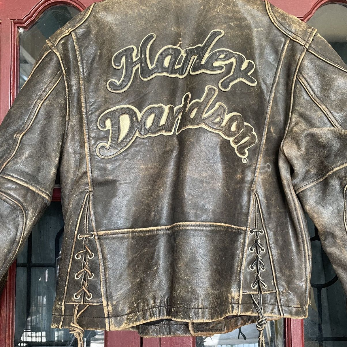 Harley Davidson Harley Davidson 90s - Distressed Leather Jacket Size US M / EU 48-50 / 2 - 10 Thumbnail
