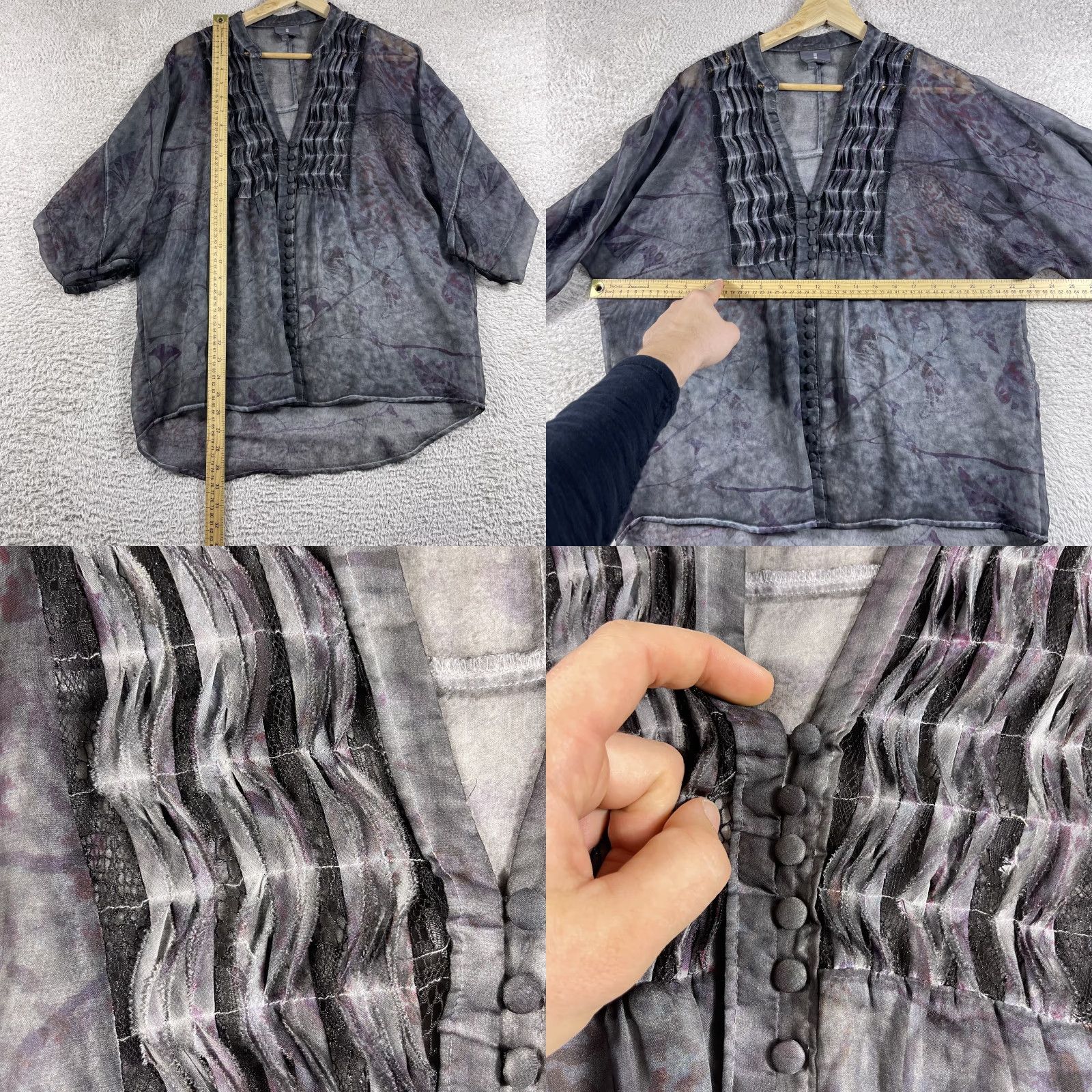 Vintage i jeans by Buffalo Blouse Women's M Black Boho Floral Sheer Lightweight Y2K Festive Outdoor Womens Long Sleeve Balloon Sleeve Collared No N/A Size M / US 6-8 / IT 42-44 - 8 Thumbnail