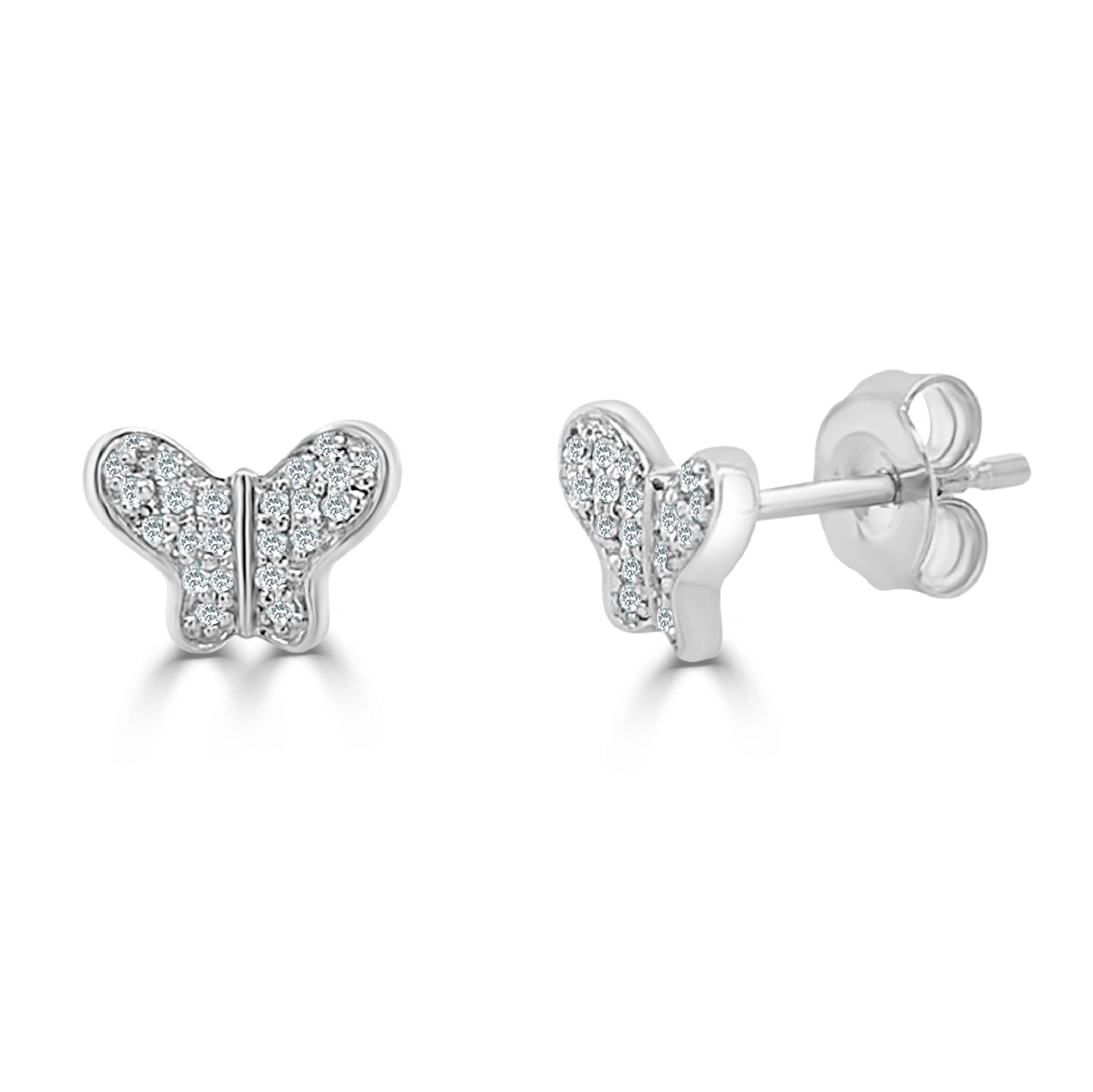 Other 14k White Gold & Diamond Butterfly Studs Size ONE SIZE - 1 Preview