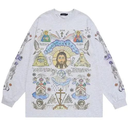 Vintage Retro Long Sleeve T-Shirt Gods Graphic Size US XL / EU 56 / 4 - 1 Thumbnail
